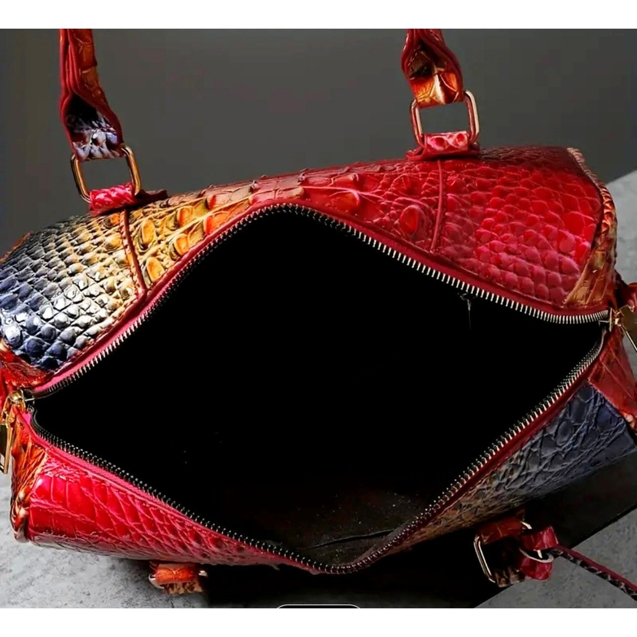 Other Crocodile Embossed Boston Top Handle bag Red Yellow Blue Size ONE SIZE - 4 Thumbnail
