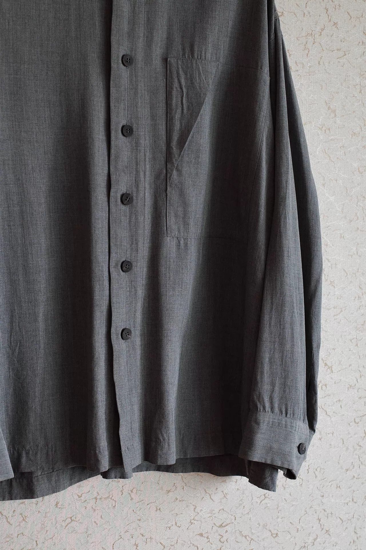 Issey Miyake Issey Miyake 00s Pepper Salt Collarless Rayon Shirt Size US L / EU 52-54 / 3 - 5 Thumbnail