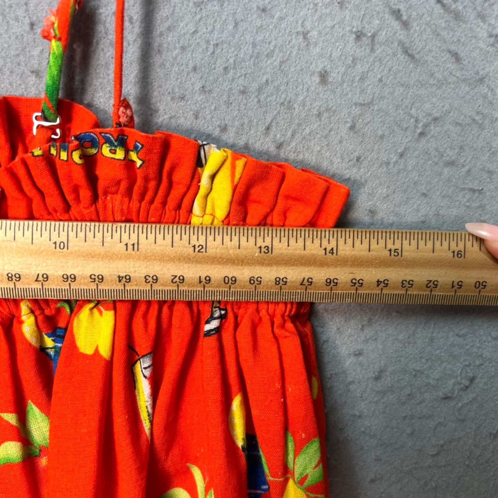 Vintage Damson Madder Dress Tropical Shirred Organic Cotton Orange A-Line Mini Sundress 12 Adult Womens Summer Party/Cocktail Womens Size XL / US 12-14 / IT 48-50 - 6 Thumbnail
