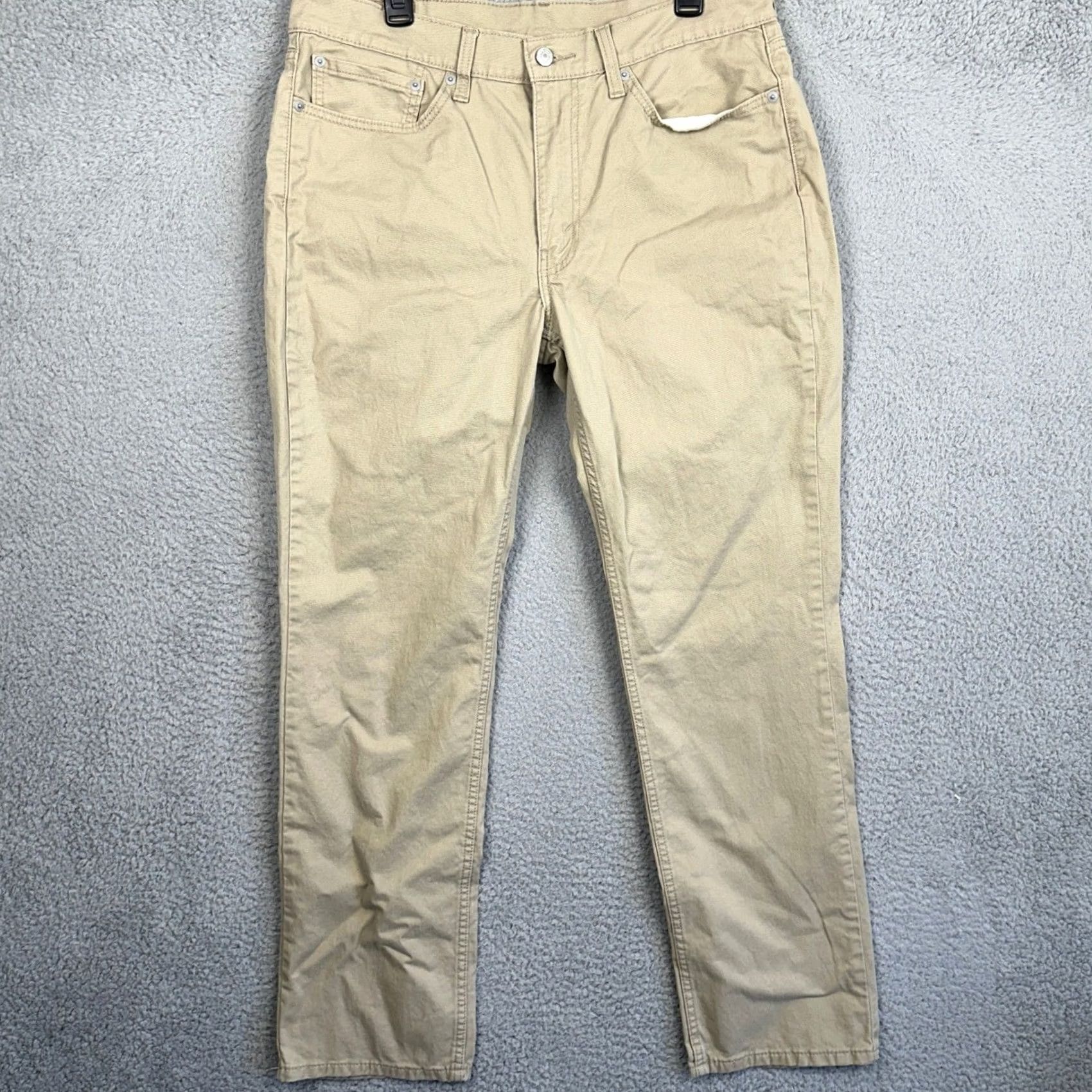 Levi's Levis 514 Pants Mens 36X32 Khaki Tan Straight Fit 5-Pocket Chinos Khakis Stretch Size US 36 / EU 52 - 2 Thumbnail