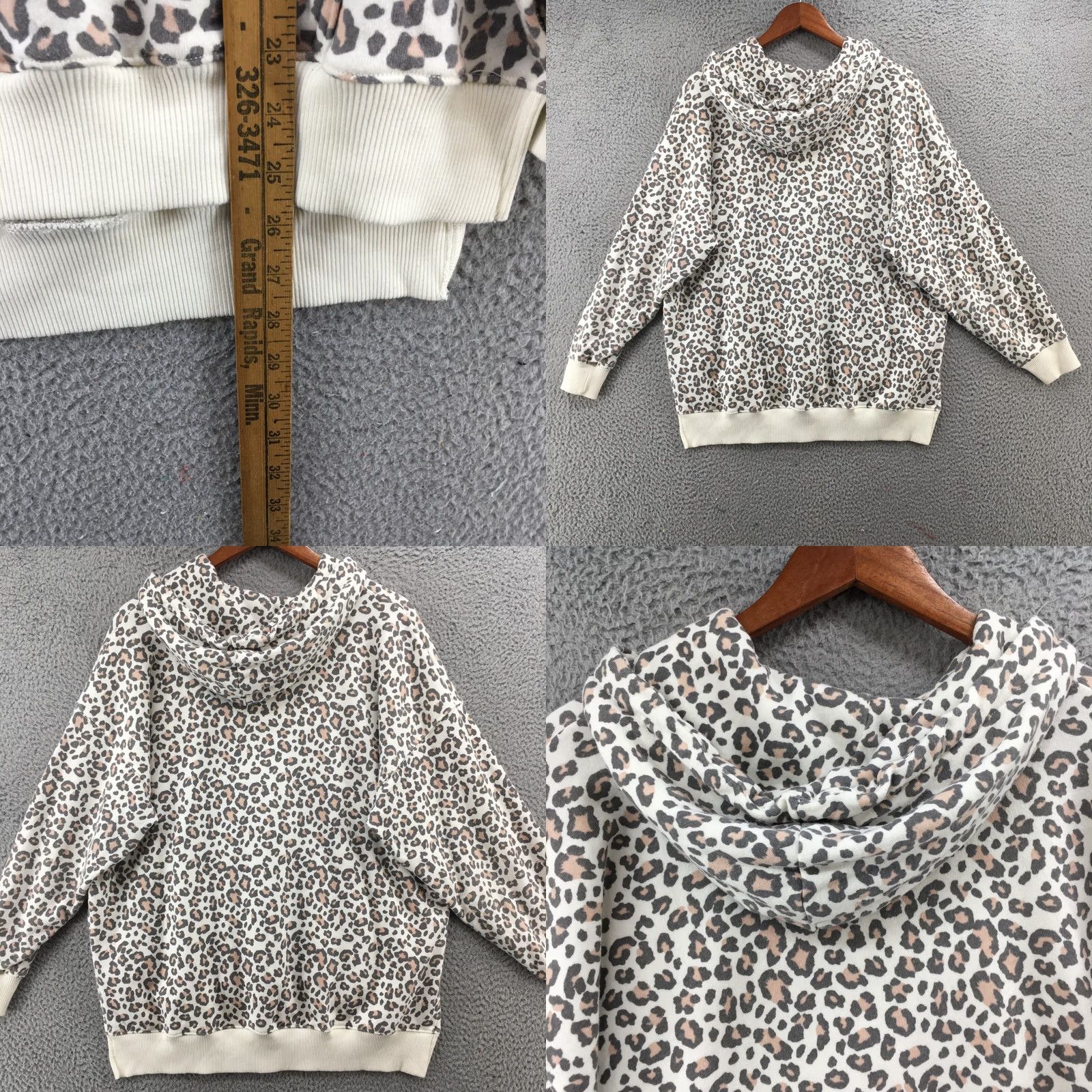 American Eagle Outfitters American Eagle Outfitters Hoodie Sweatshirt Womens S Beige Long Sleeve Animal Print Casual Size S / US 4 / IT 40 - 8 Thumbnail