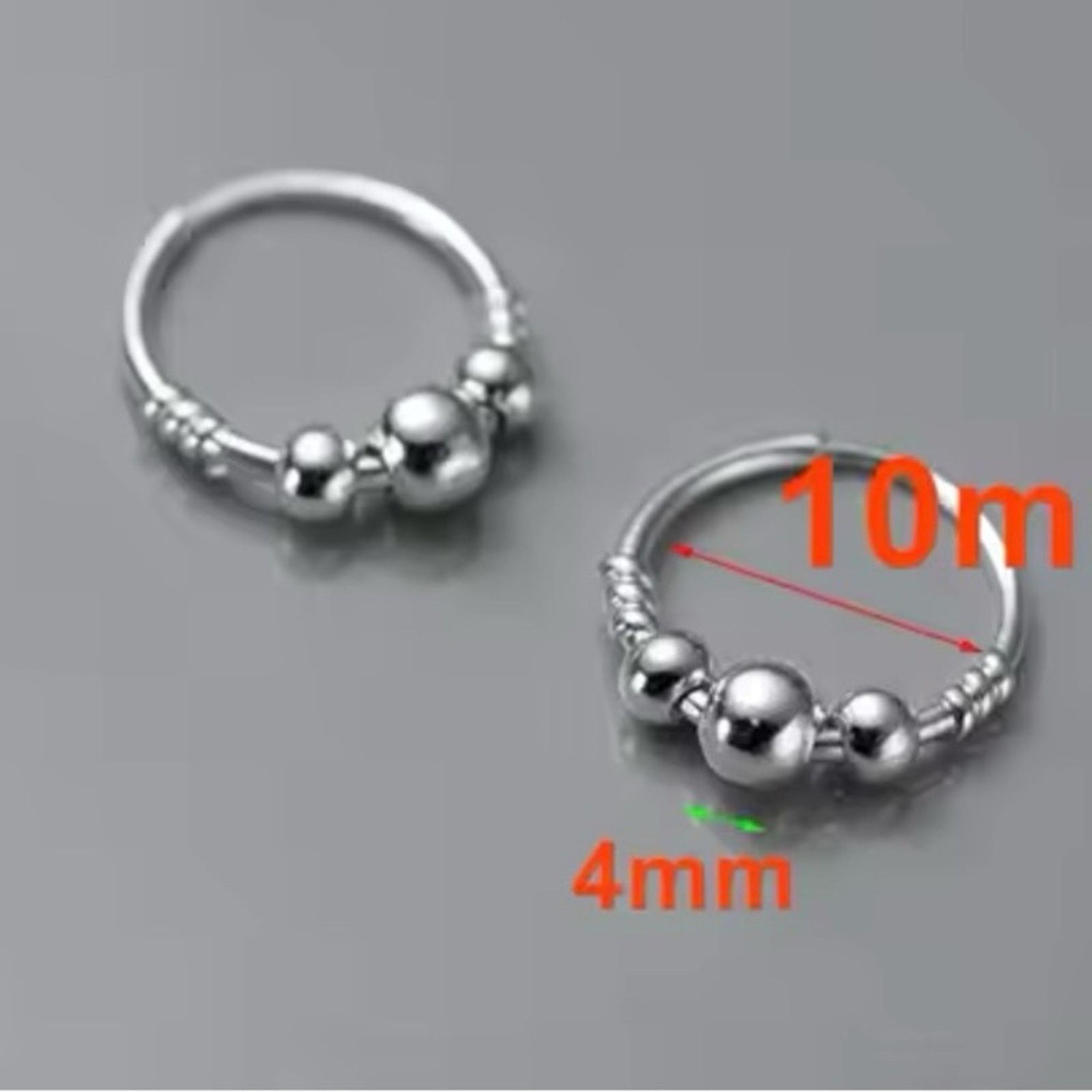 Other Sterling Silver Bead Hoop Huggie Earrings Size ONE SIZE - 4 Thumbnail