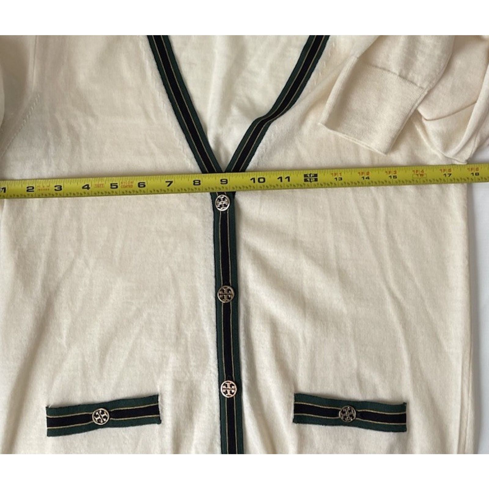 Tory Burch Tory Burch Madeline Merino Wool V-Neck Ivory Cardigan S Size S / US 4 / IT 40 - 9 Thumbnail