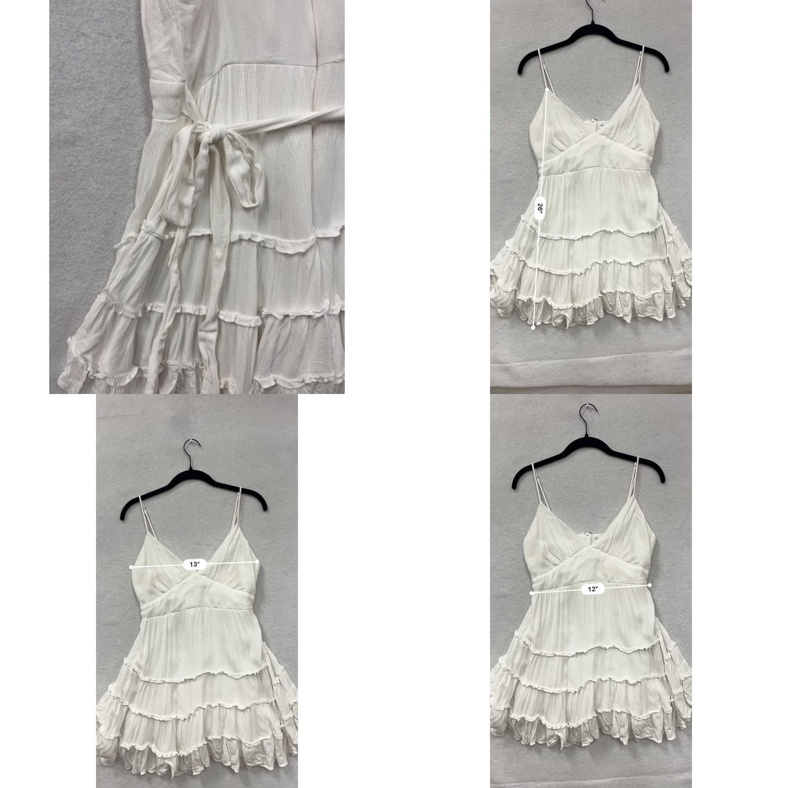 Vintage Saints + Secrets Dress Women's L White Mini Tiered Ruffle Short Sleeves Adjustable Straps Back Zipper Womens L Size L / US 10 / IT 46 - 8 Thumbnail