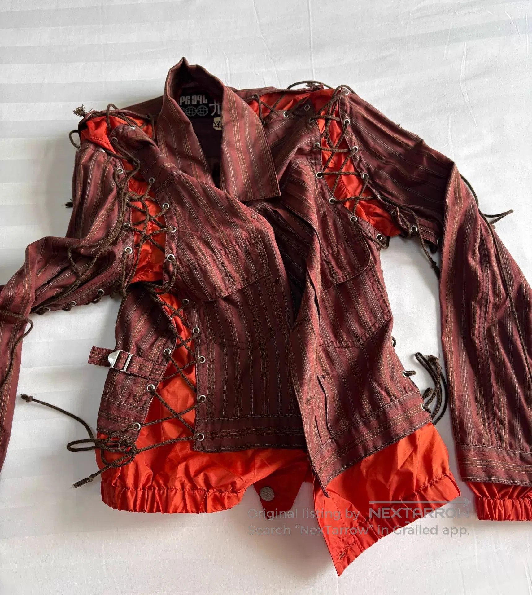 Jean Paul Gaultier Red Striped Lace-Up Jacket Size M. Size US M / EU 48-50 / 2 - 2 Thumbnail