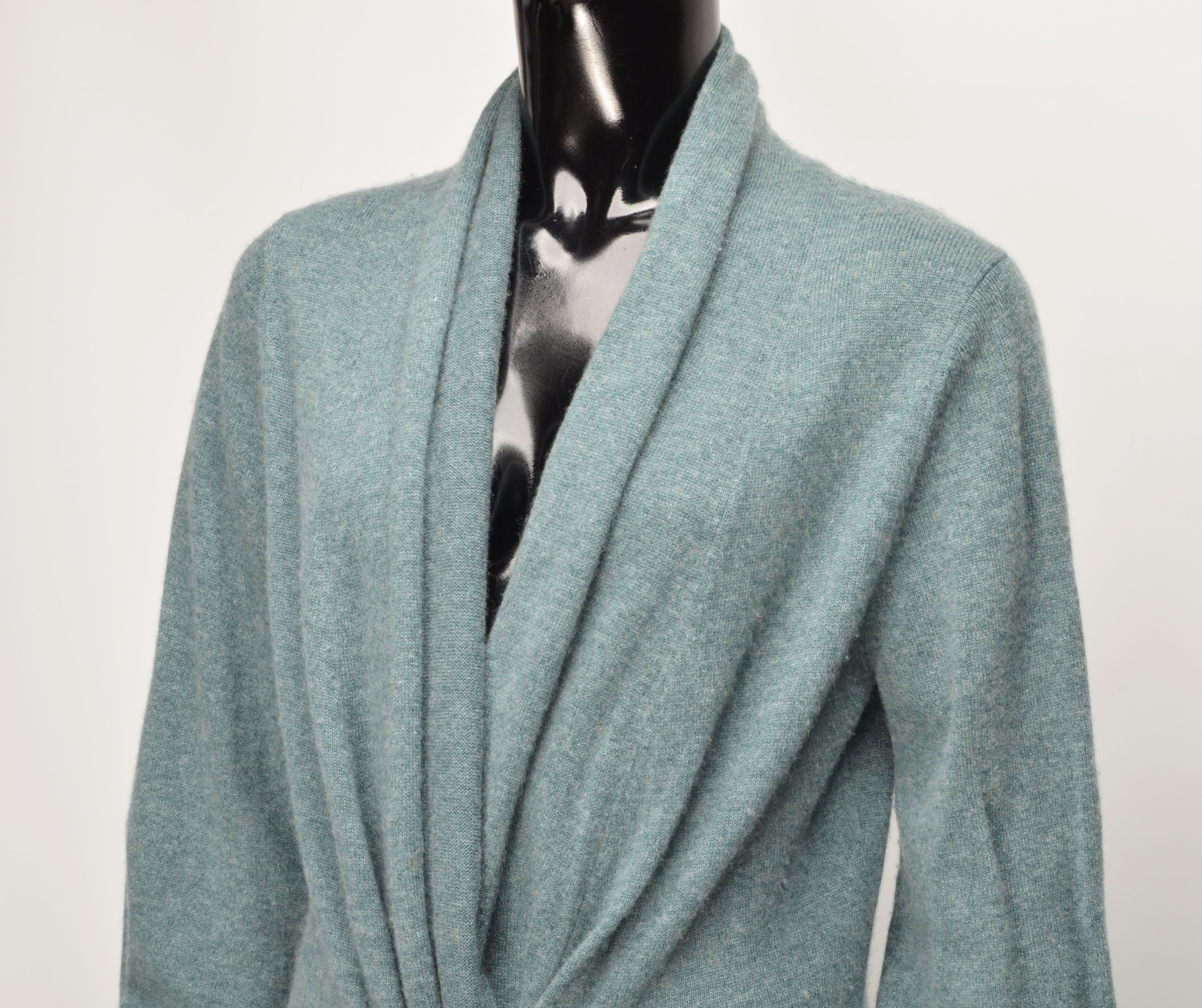 Vintage Cozy Cashmere Collection Teal Cashmere Merino Wool Cardigan Size M / US 6-8 / IT 42-44 - 2 Thumbnail