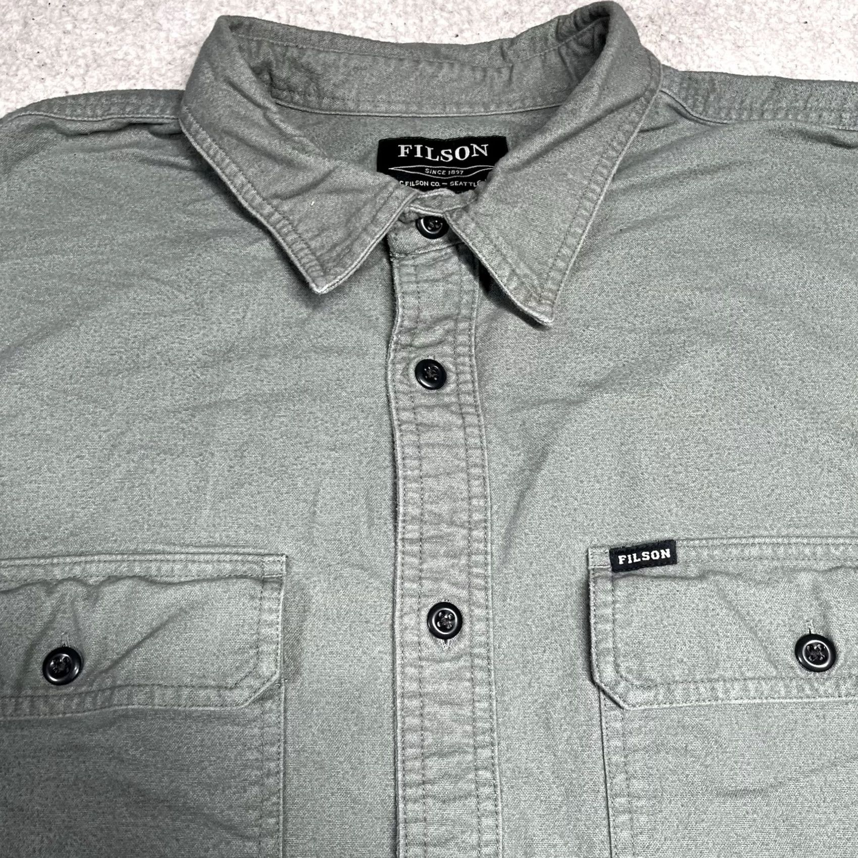 Filson Filson Shirt Mens 2XL Green Cotton Long Sleeve Button Outdoor Field Flannel Work Size US XXL / EU 58 / 5 - 7 Thumbnail