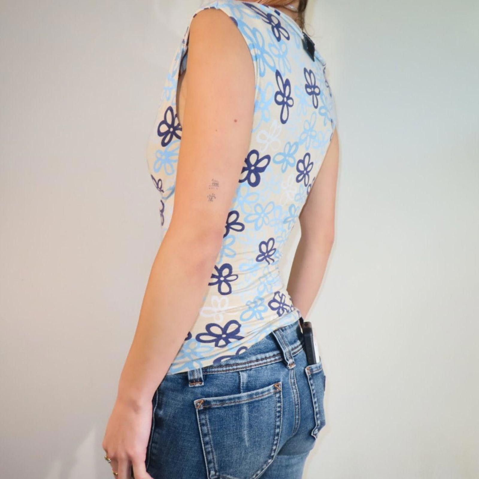 Jim Thompson Jim Thompson Women's Blue and Cream Vests-tanks-cami Size S / US 4 / IT 40 - 3 Thumbnail