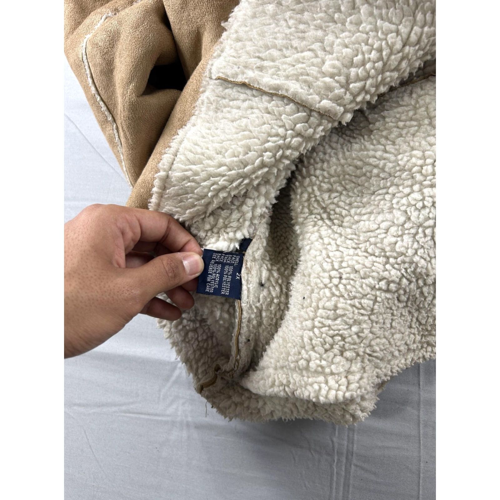 L.E.I. VINTAGE LEI Jacket Womens 2X Beige Faux Sherpa Lined Fur Y2K Coat Faux Suede Jacket Coat Size XXL / US 16-18 / IT 52-54 - 7 Thumbnail