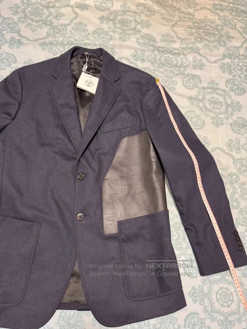 Hermes Hermes Wool Leather Blazer Jacket, 100% Wool + Calf Leathe Size 50R - 6 Thumbnail