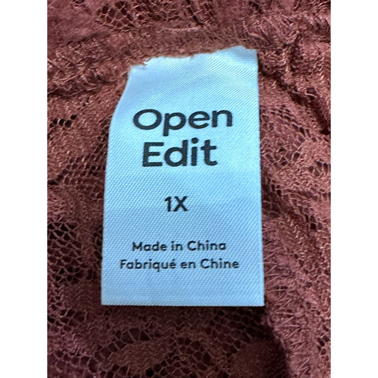 Other Open Edit Pants Wide Leg Floral Lace Brown Women's 1X NWOT Size 38" / US 16 / IT 52 - 7 Thumbnail