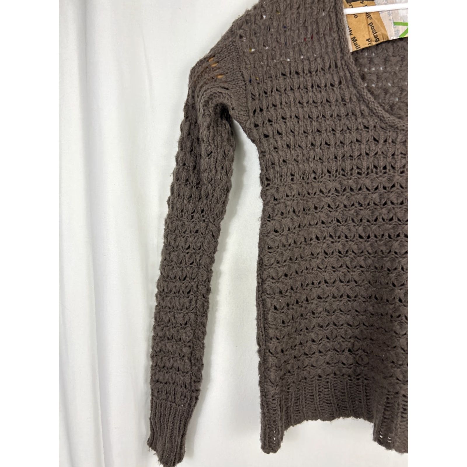 Free People Free People Brown Wool Blend Loose Chunky Knit Pullover Scoop Neck Sweater XS Size XS / US 0-2 / IT 36-38 - 2 Thumbnail