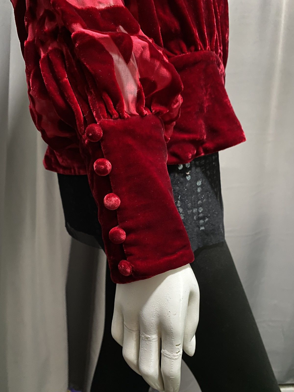 Vivienne Tam 90s Vivienne Tam- Flames Batwing Velvet Blouse Size M / US 6-8 / IT 42-44 - 7 Thumbnail