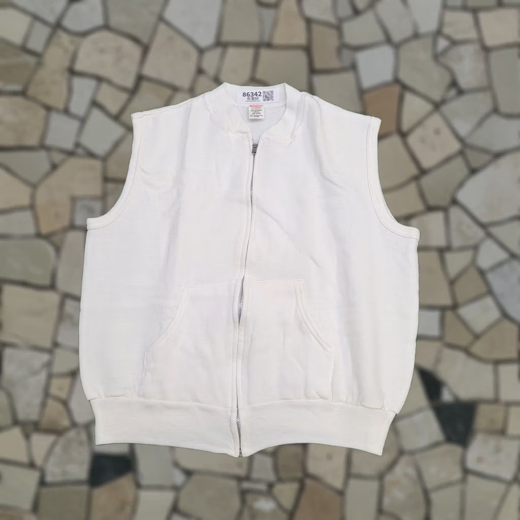 Vintage Vintage 80s Sportswear Fleece Vest Women XL 22x21 Boxy White Vest/Outerwear Size 3XL / US 20-22 - 1 Thumbnail