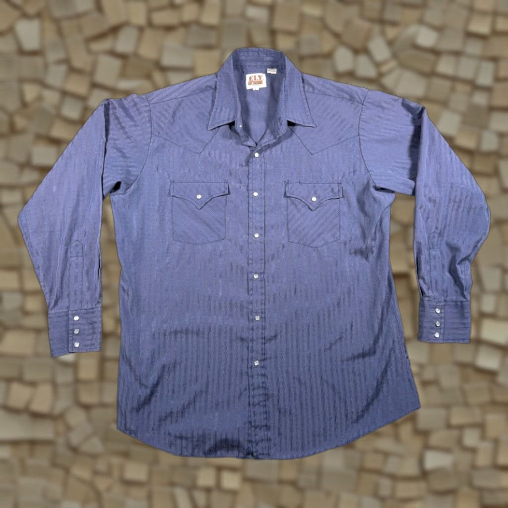 Vintage VINTAGE Ely Cattleman Western Shirt Adult LARGE Blue Pearl Snap Cowboy Dobby 90s Size US L / EU 52-54 / 3 - 1 Thumbnail