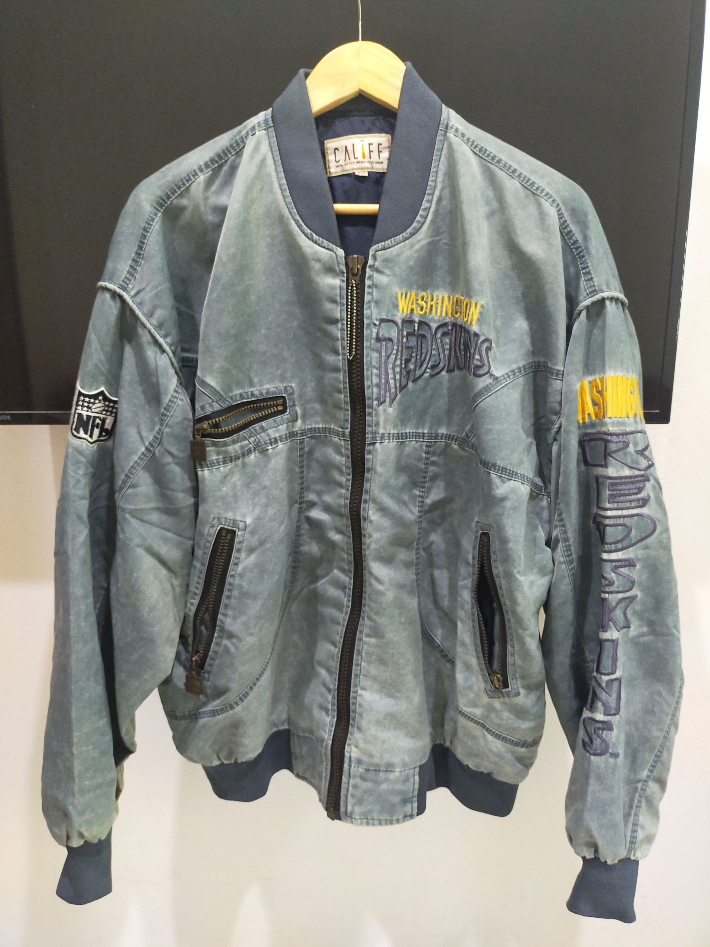 image of Califf X Washington Redskins Bomber Jacket in Blue Fade, Men's (Size 2XL)