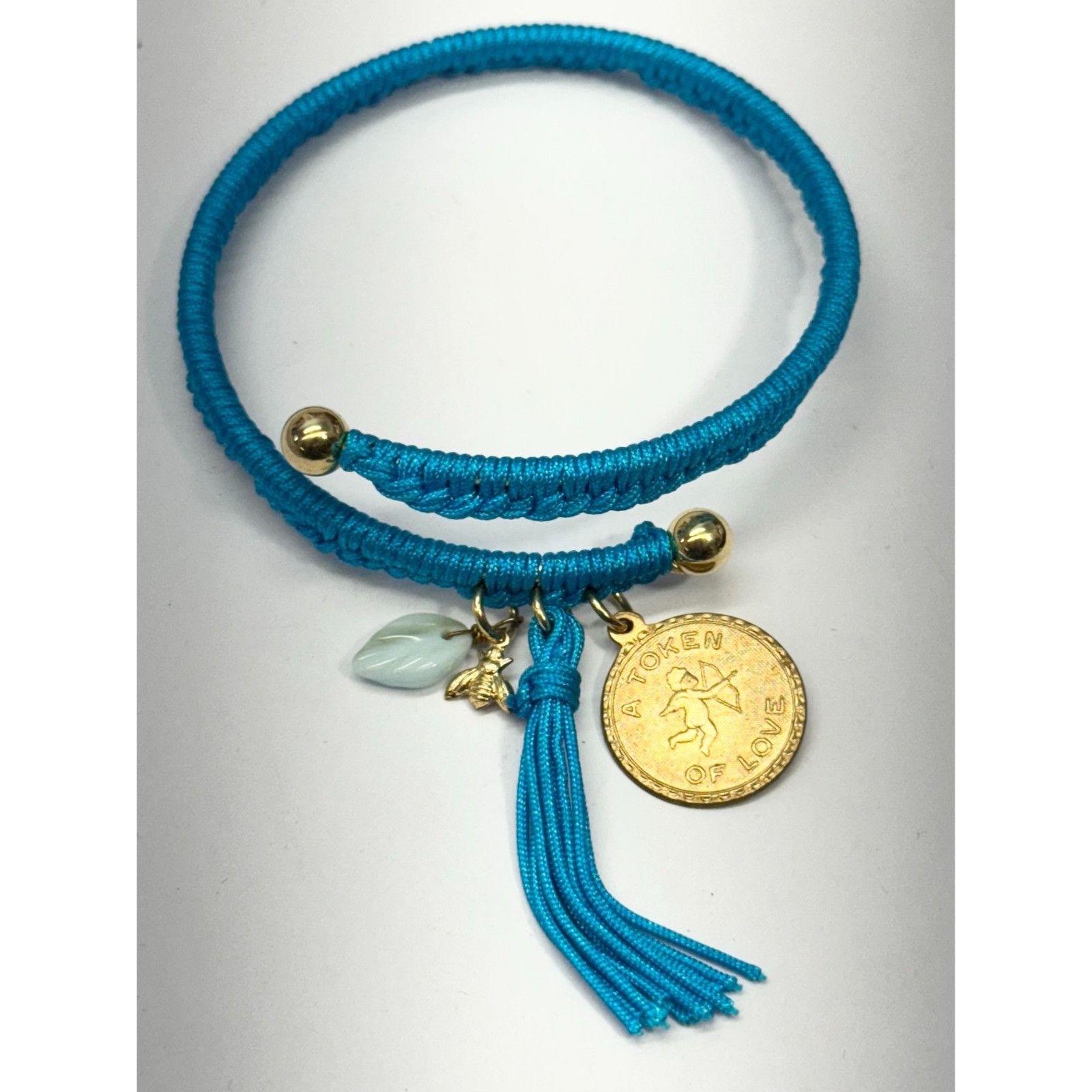 Vintage Vintage blue token of love Cupid glass leaf charm tassel bra Size ONE SIZE - 1 Thumbnail