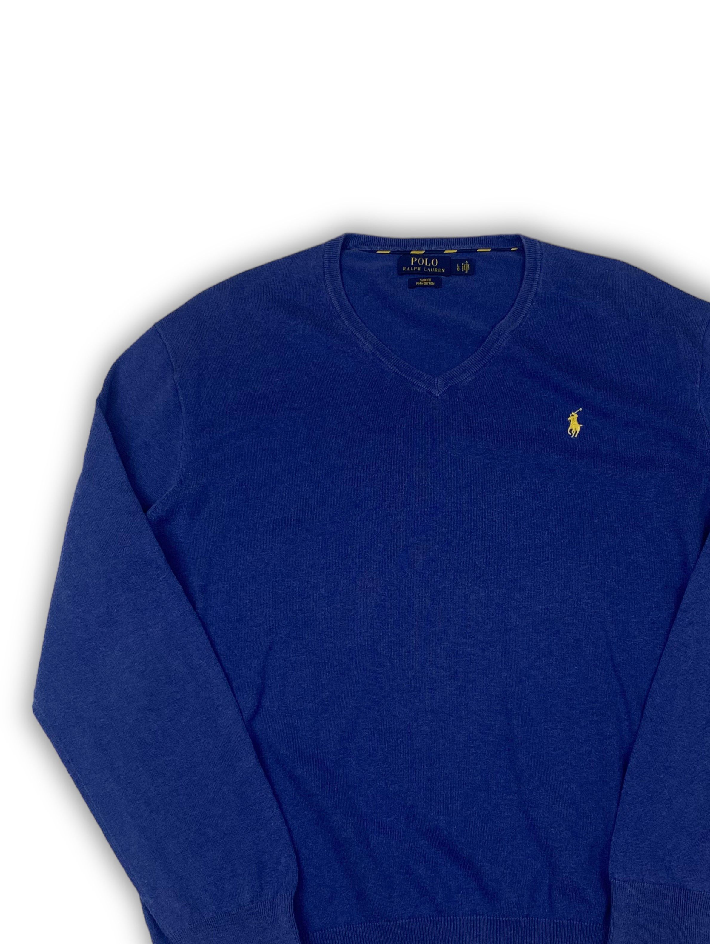 Polo Ralph Lauren Vintage RALPH LAUREN Blue V-Neck Sweatshirt M549 Size US L / EU 52-54 / 3 - 3 Thumbnail