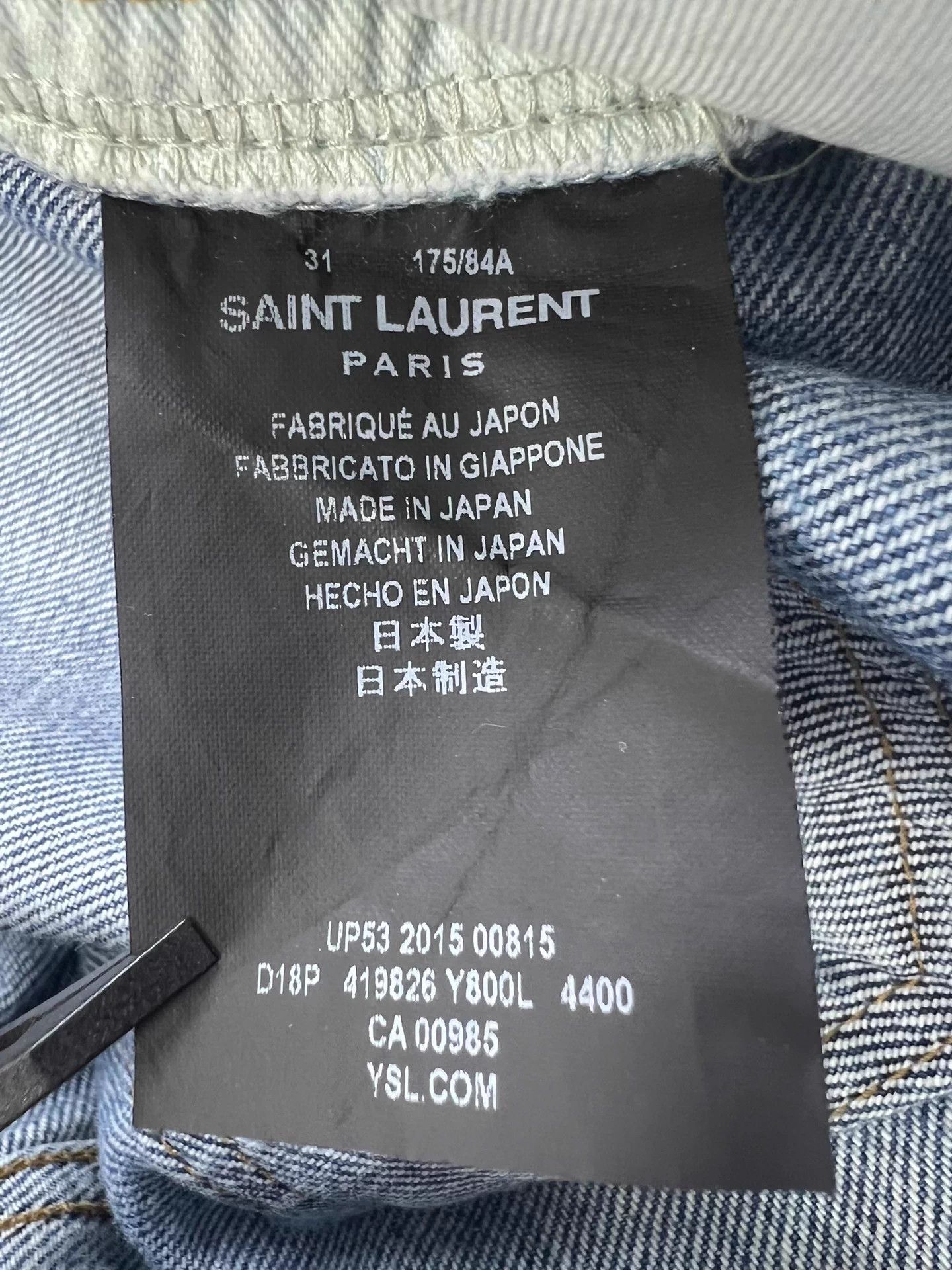 Saint Laurent Paris SLP 16ss Hedi blue wash mid-waist straight knee cut destroye Size US 31 - 5 Thumbnail