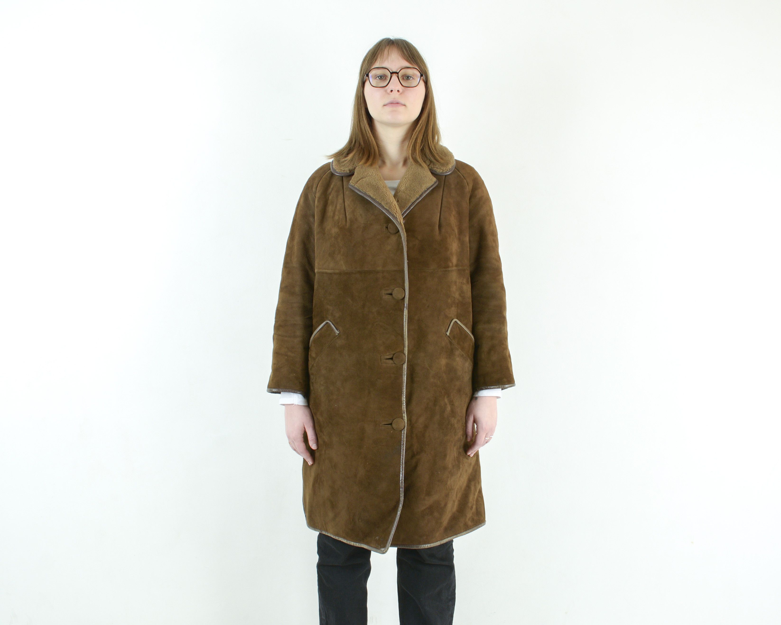 Genuine Leather × Vintage High Society Leatherwear Suede Leather Jacket Fur Lined Coat Size M / US 6-8 / IT 42-44 - 1 Thumbnail