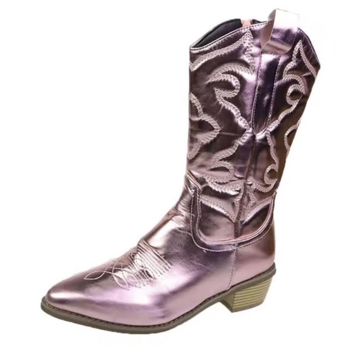 Other New Metallic Pink Mid-Calf Chunky Heel Cowboy Boots Womens 6 Size US 6 / IT 36 - 10 Thumbnail