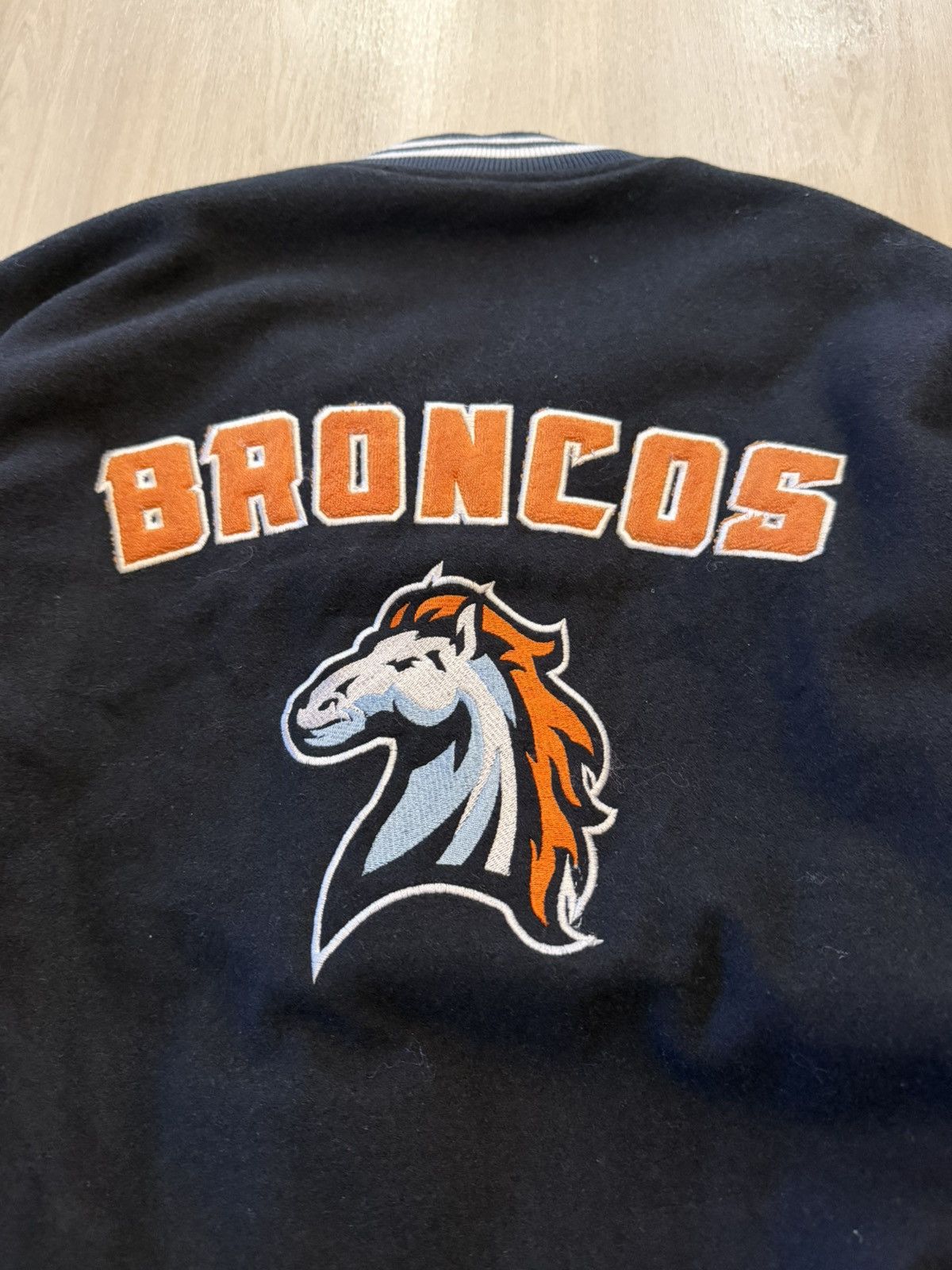 Vintage Vintage Wool Varsity Bomber Broncos Faux Leather Sleeves 2X Size US XXL / EU 58 / 5 - 2 Thumbnail