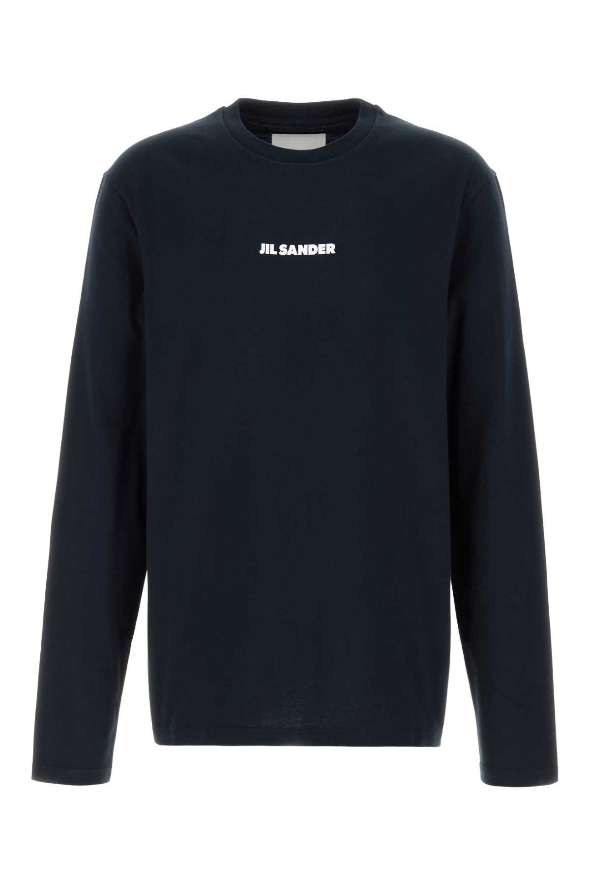 Jil Sander Midnight Blue Cotton T-Shirt Size US L / EU 52-54 / 3 - 1 Thumbnail