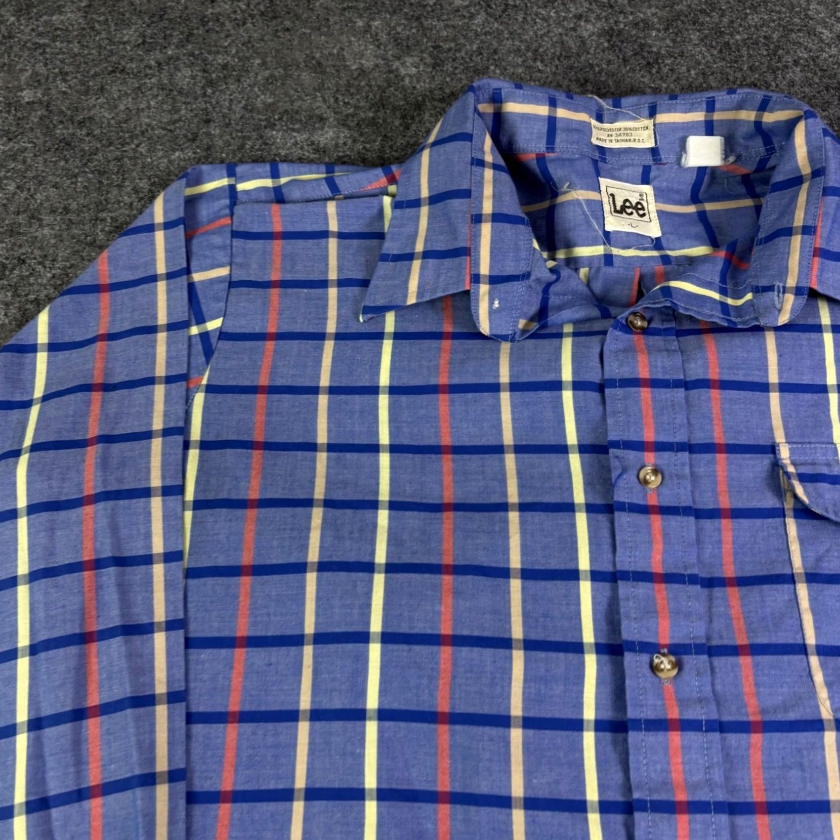 Lee VINTAGE Lee Mens Plaid Button-Down Shirt Blue Yellow Red Long Sleeve Large Size US L / EU 52-54 / 3 - 8 Thumbnail