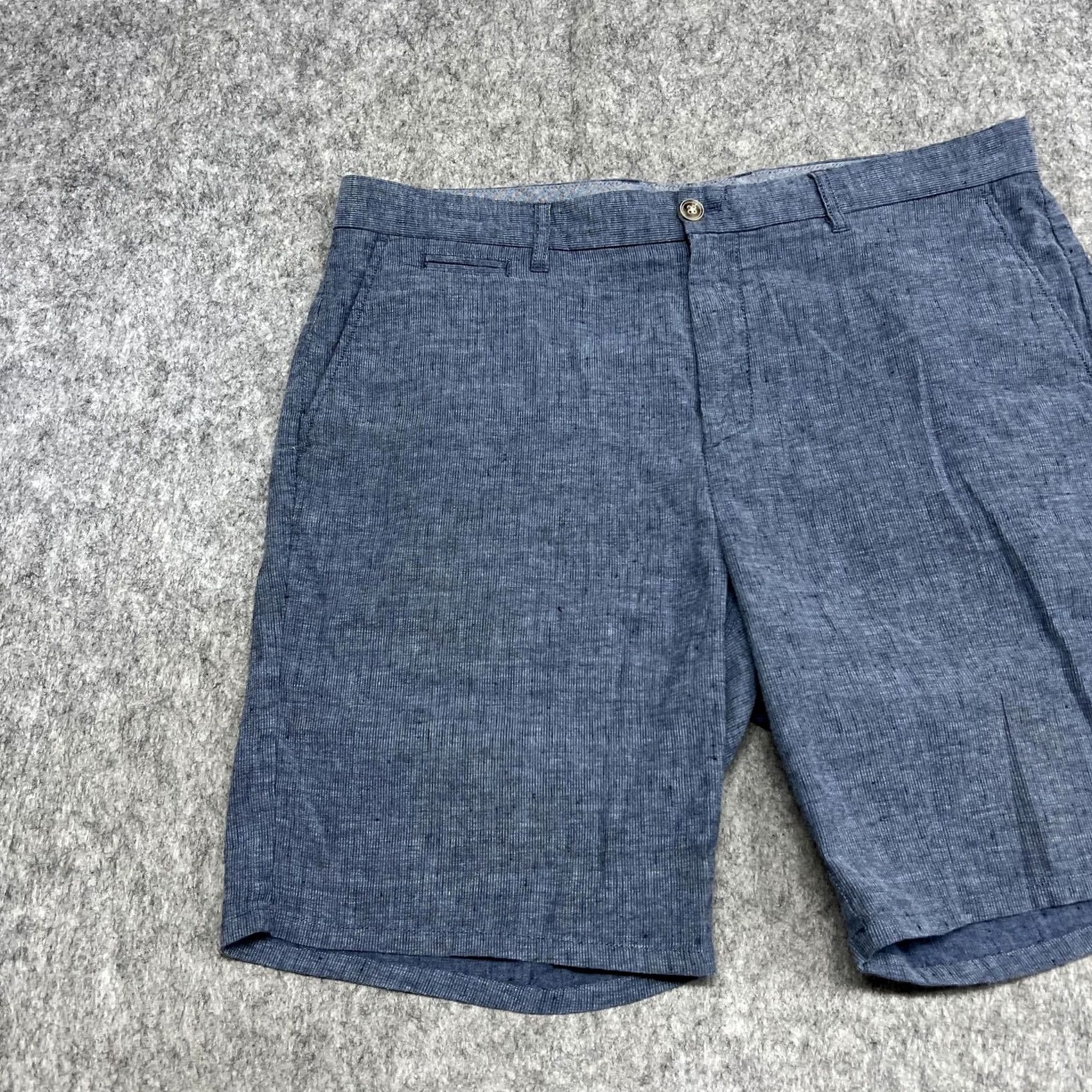 johnnie-O JohnnieO Shorts Mens 38 Blue Chambray Chino Linen Blend Stretch Casual Summer Size US 38 / EU 54 - 7 Thumbnail