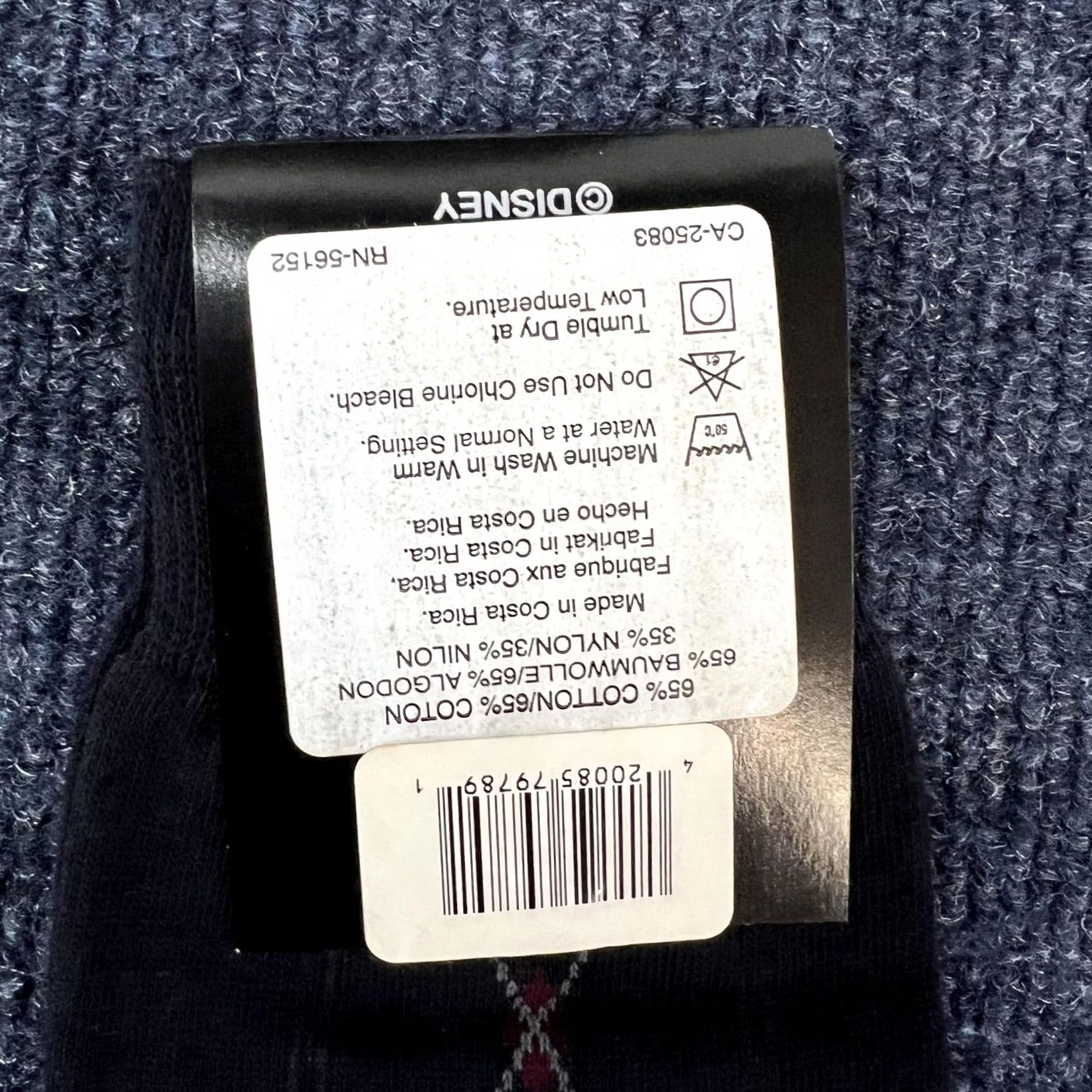 Disney Disney Store Mens Socks Mid Calf Crew Argyle Mickey Mouse Black One Size Size ONE SIZE - 2 Thumbnail