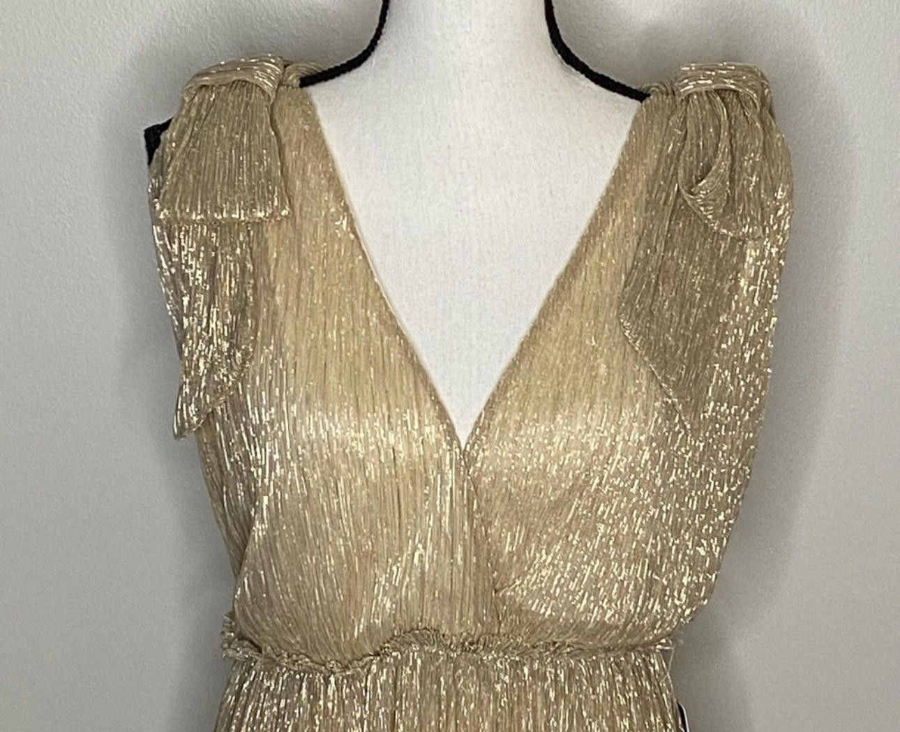 Express Express x Rachel Zoe Elegant Gold Metallic Evening NWT Gown Size XL / US 12-14 / IT 48-50 - 2 Thumbnail