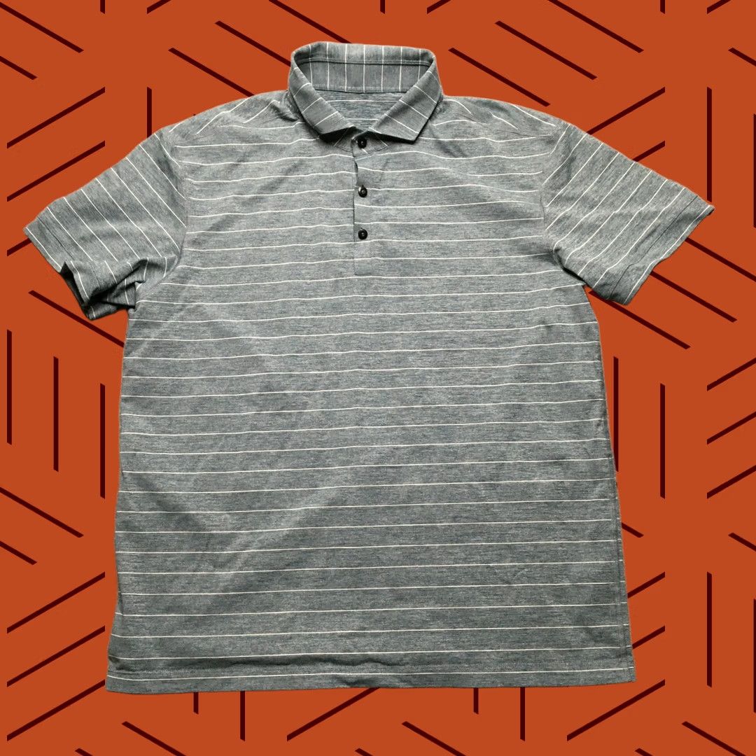 Lululemon Lululemon Polo Shirt Mens XL Blue Striped Performance Golf Heavy Woven Short Sleeve Folded Collar Polo Size US XL / EU 56 / 4 - 1 Thumbnail