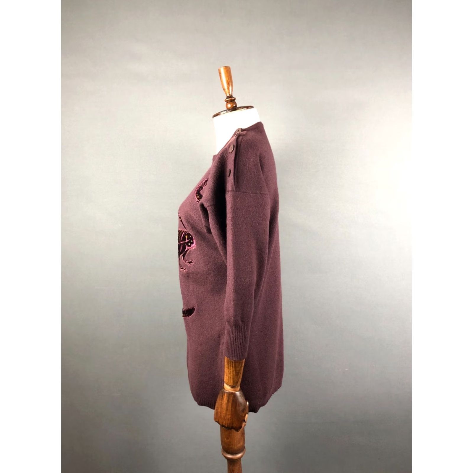 Escada ESCADA Women's Pullover Sweater 3/4 Sleeve Burgundy Wool Size 38 Made In West Germany Size XS / US 0-2 / IT 36-38 - 2 Thumbnail