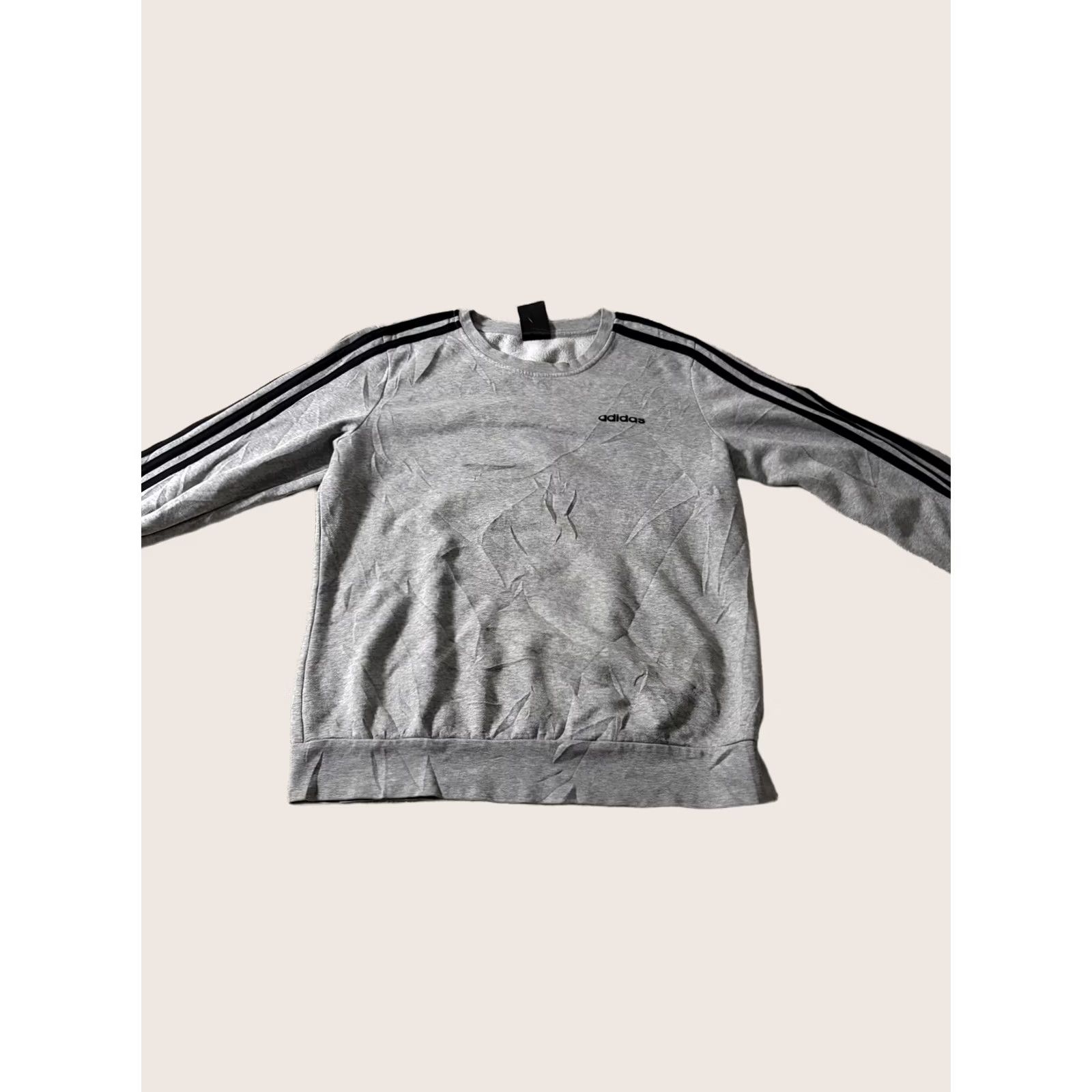 Adidas Adidas Sweatshirt Mens Medium Gray 3-Stripes Fleece Pullover Crewneck Athletic Shirt Size US M / EU 48-50 / 2 - 1 Thumbnail