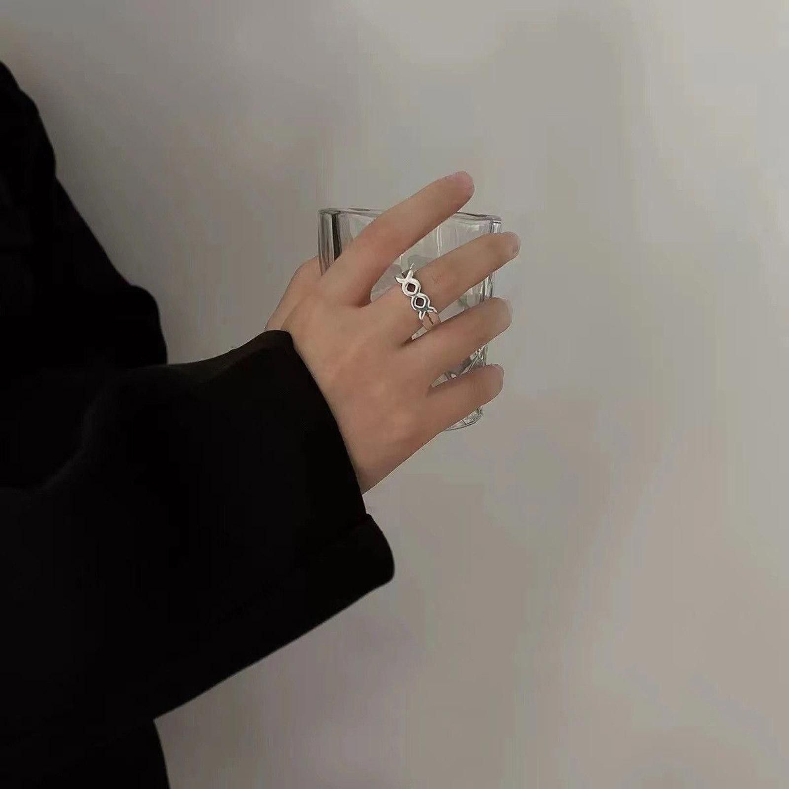 Jewelry Hollow Out Silver Ring Size ONE SIZE - 2 Thumbnail