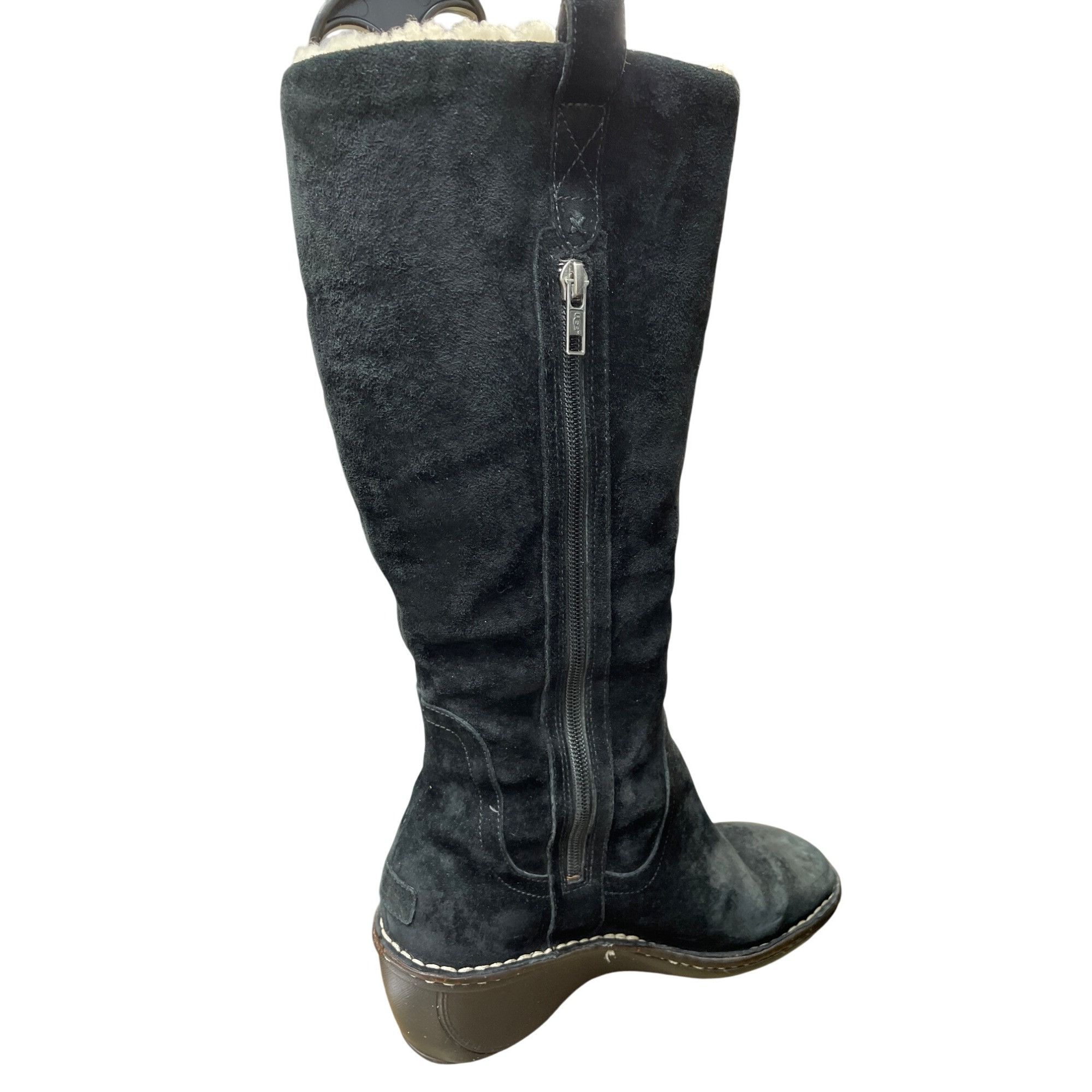 Ugg UGG Australia Womens Black Leather Sheep Lined Knee Winter B Size US 9 / IT 39 - 13 Thumbnail