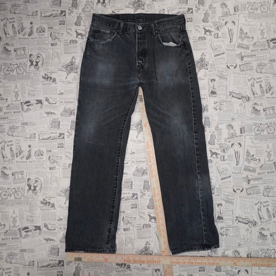 Levi's 34x32 - Vintage Y2K Levi’s 501 wash faded black denim jeans Size US 34 / EU 50 - 4 Thumbnail