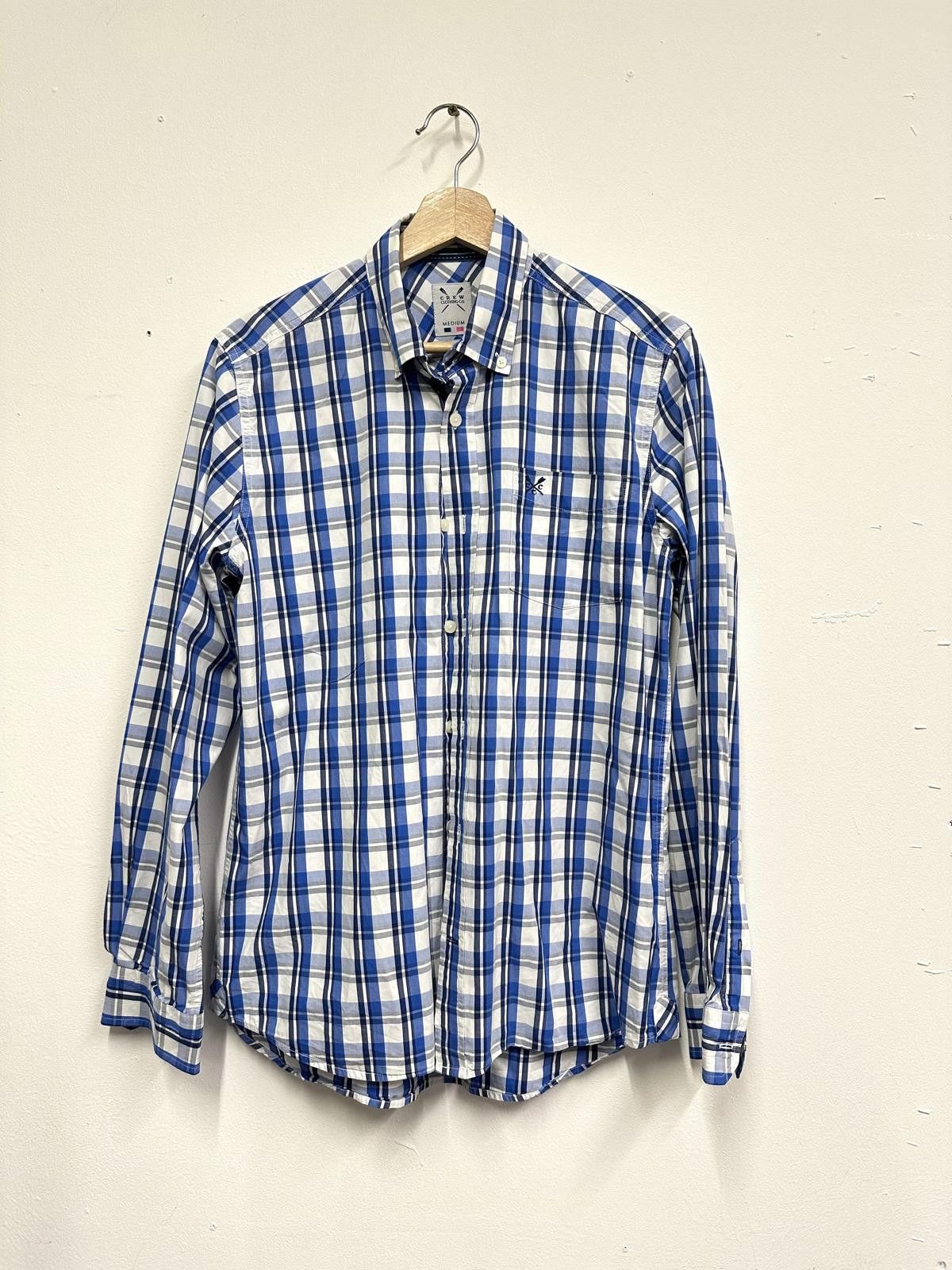 Other Crew Clothing Co. Men's Medium Blue and White Check Button-­ Size US M / EU 48-50 / 2 - 1 Thumbnail