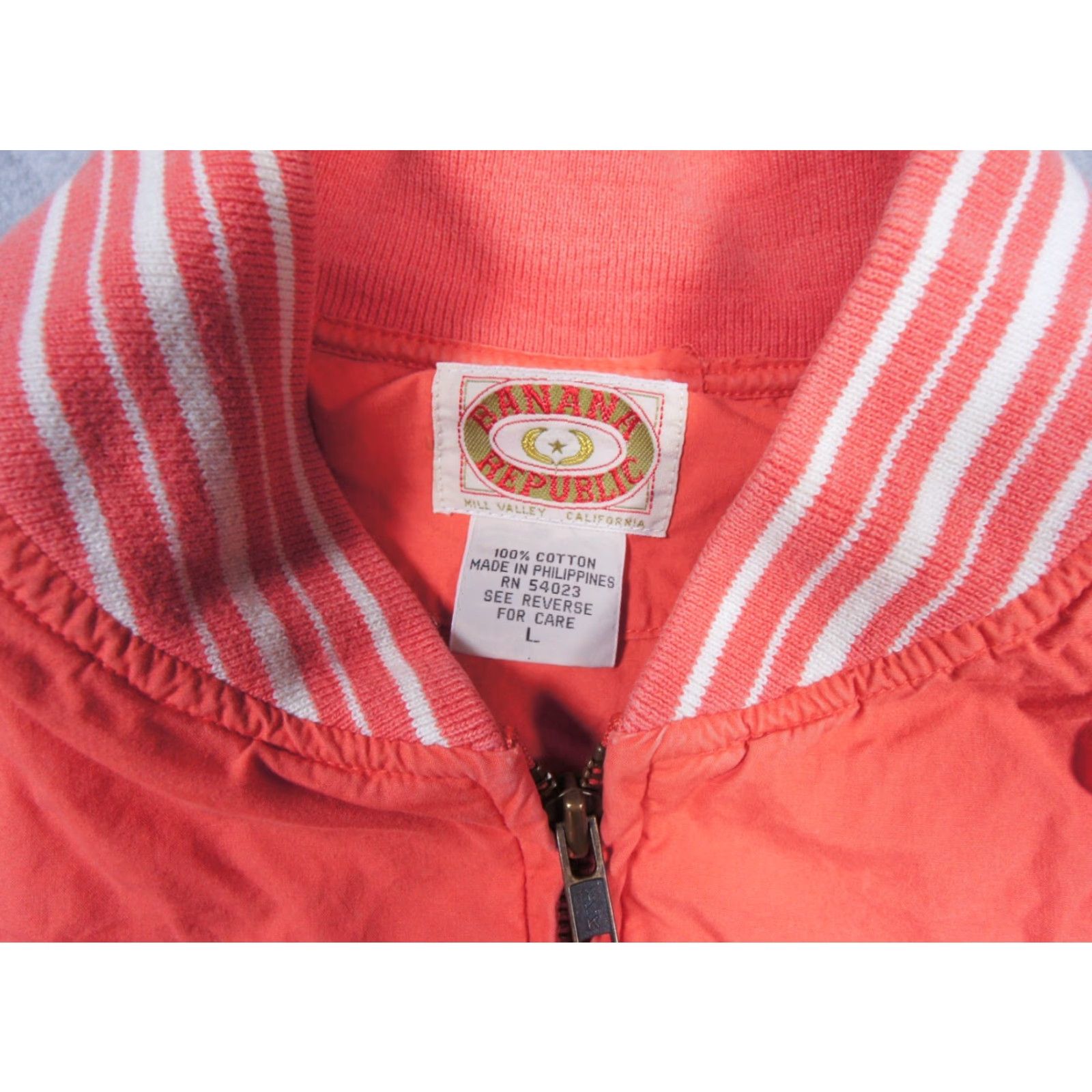Banana Republic VINTAGE Banana Republic Jacket Mens Large Bomber Coat Zip Up Cotton Safari All Seasons Orange 90s Mens Size US L / EU 52-54 / 3 - 5 Thumbnail