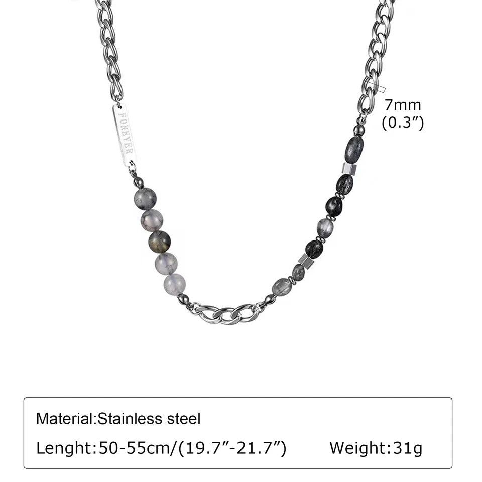 Jewelry 7mm Cuban Chain Necklaces Miami Curb Links with Forever Bar Size ONE SIZE - 4 Thumbnail
