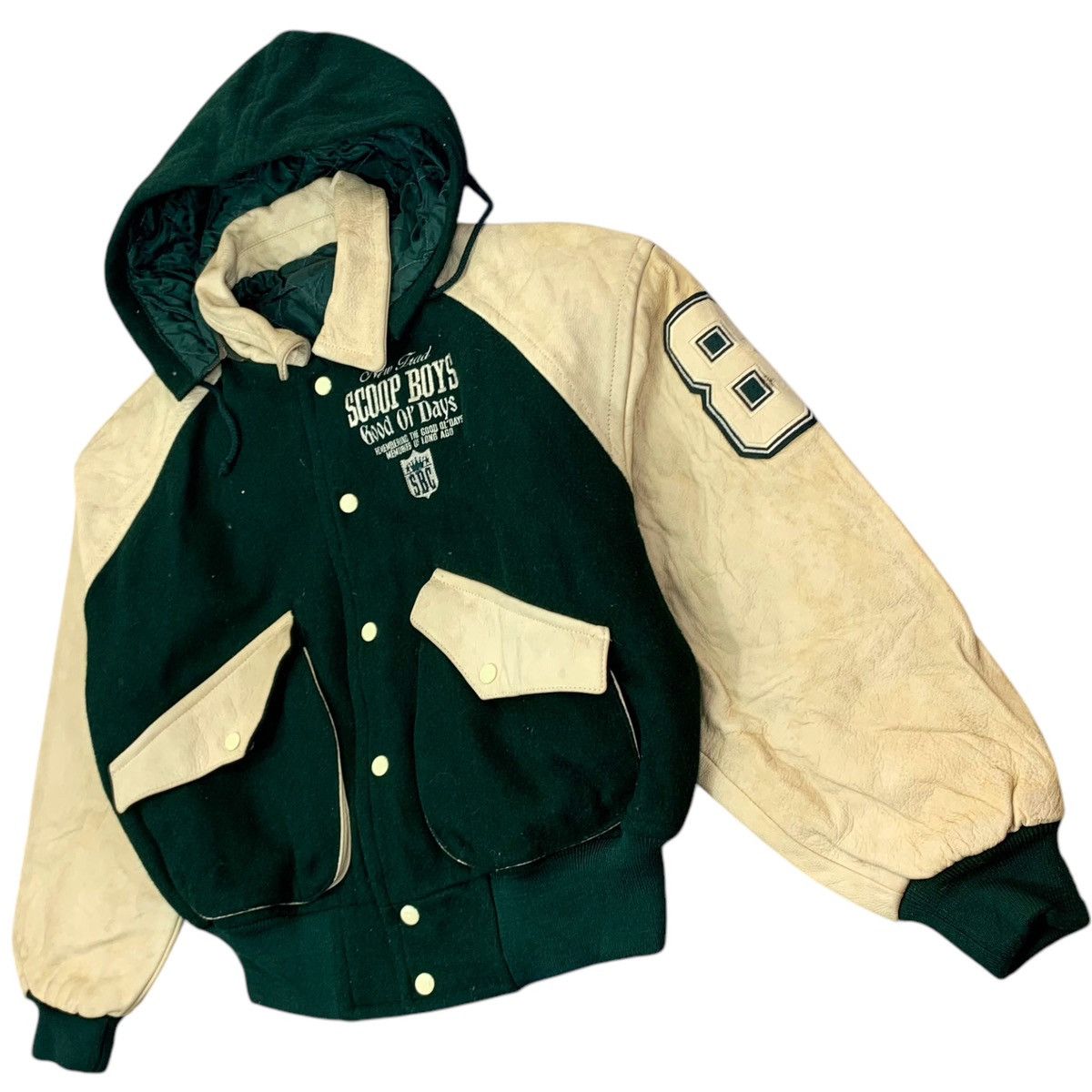 Other VINTAGE SCOOP BOYS VARSITY LEATHER BOMBER JACKET HOODIE Size US M / EU 48-50 / 2 - 2 Thumbnail