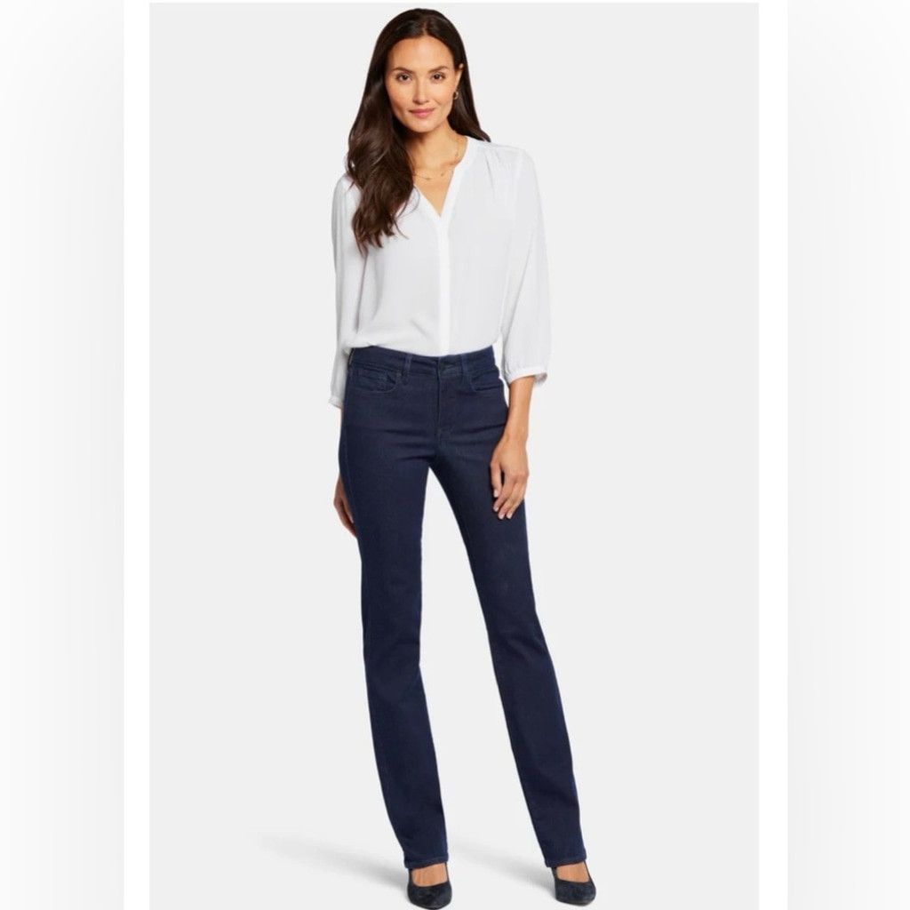 NYDJ NYDJ Marilyn Straight Dark Rinse Jeans Size 6 Size 28" / US 6 / IT 42 - 1 Thumbnail