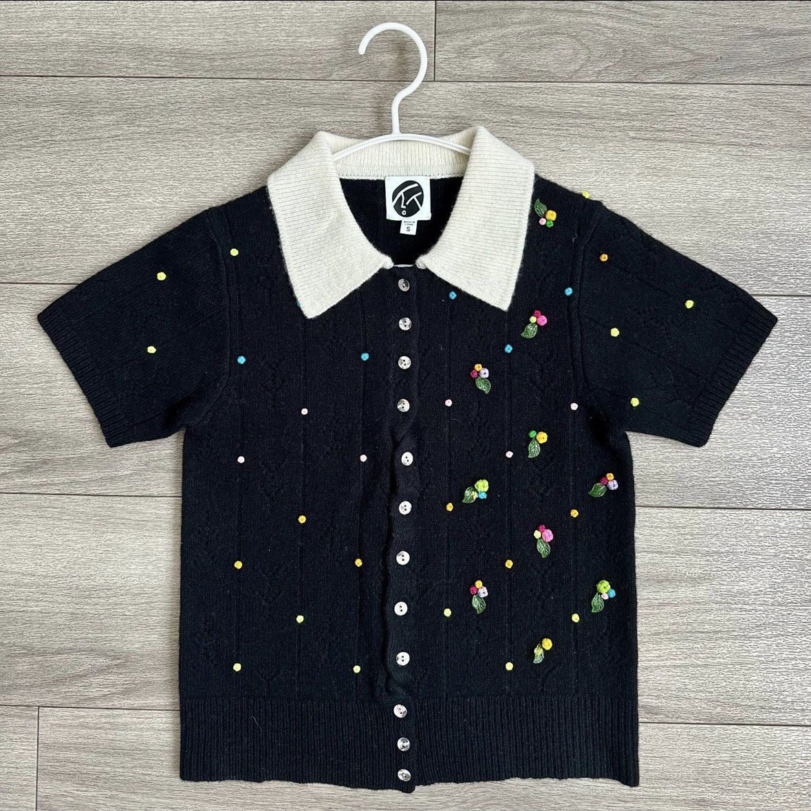 Yan Yan Knits YanYan Rosie Lambswool Short Sleeve Cardigan NWOT Size S / US 4 / IT 40 - 7 Thumbnail