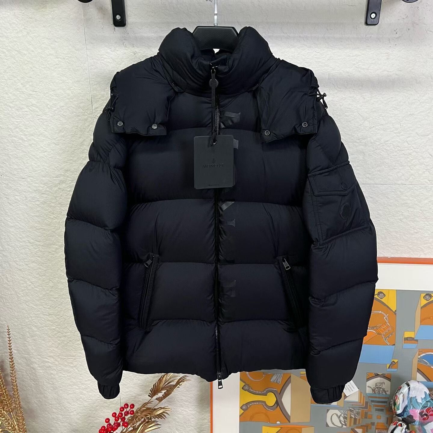 Moncler Moncler Black Sculpted Letter Down Jacket Size US L / EU 52-54 / 3 - 1 Thumbnail