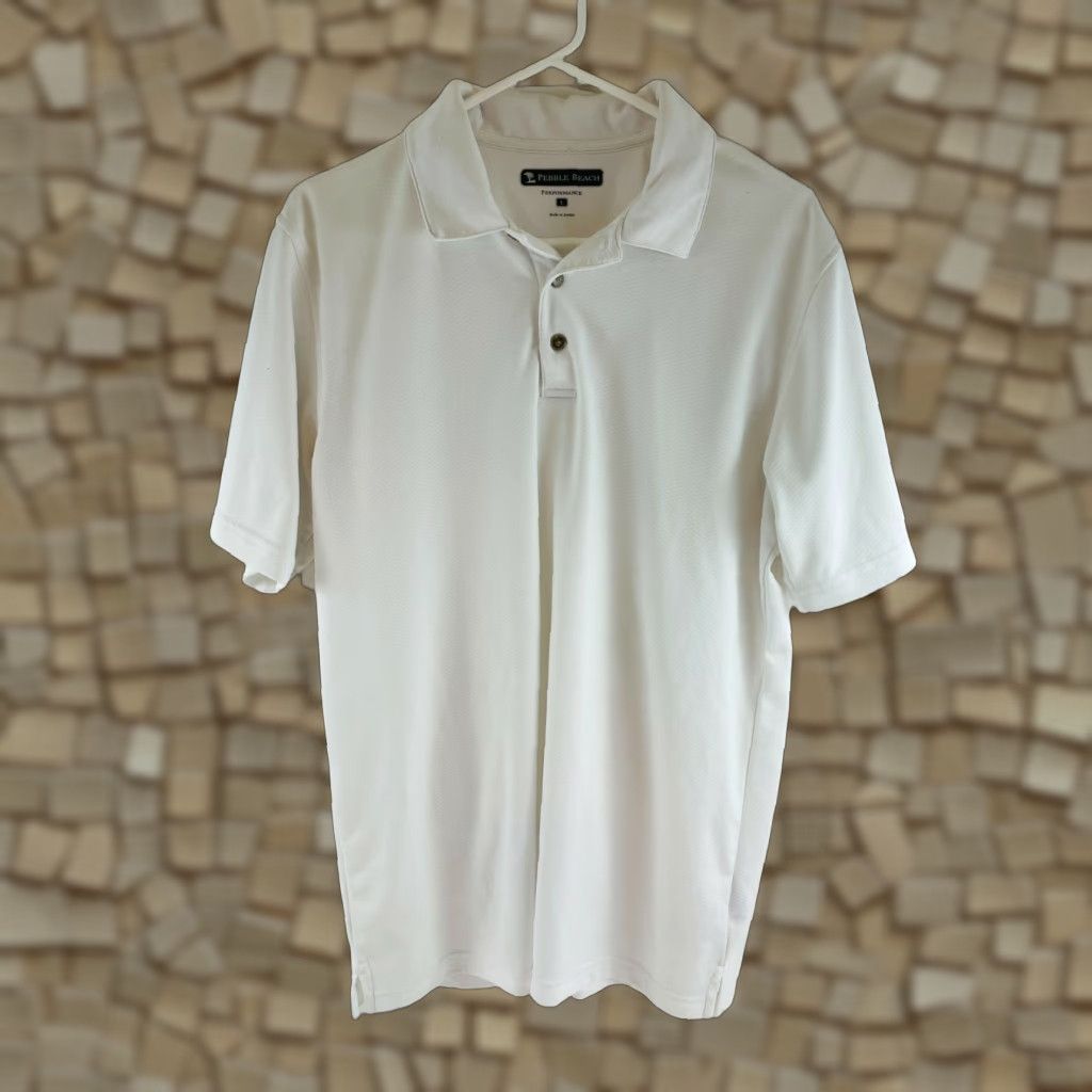 Vintage Pebble Beach Performance Polo Shirt Men's L White Short Sleeve 1/4 Button Golf Breathable Sports Shirt Regular Fit Size US L / EU 52-54 / 3 - 1 Thumbnail