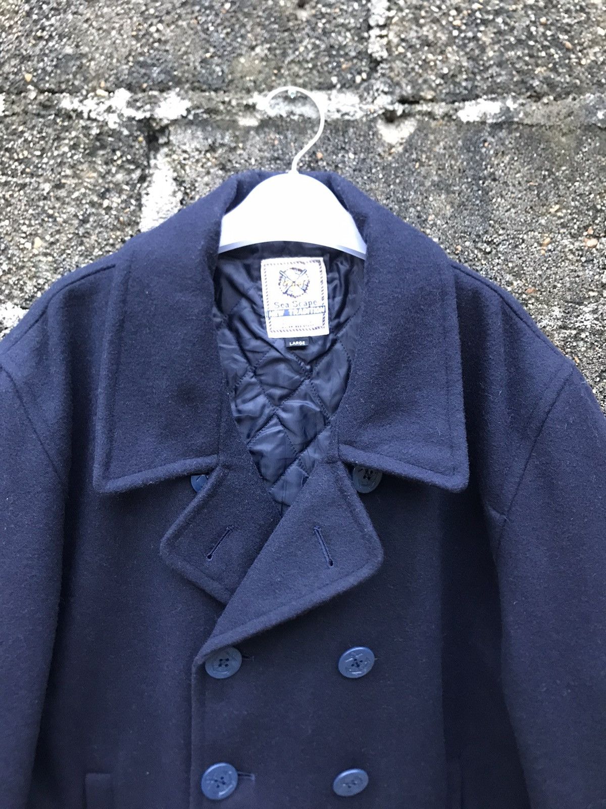 Japanese Brand × Vintage ⚡️Vintage Sea Scape Wool Double Breast Peacoat Size US L / EU 52-54 / 3 - 5 Thumbnail
