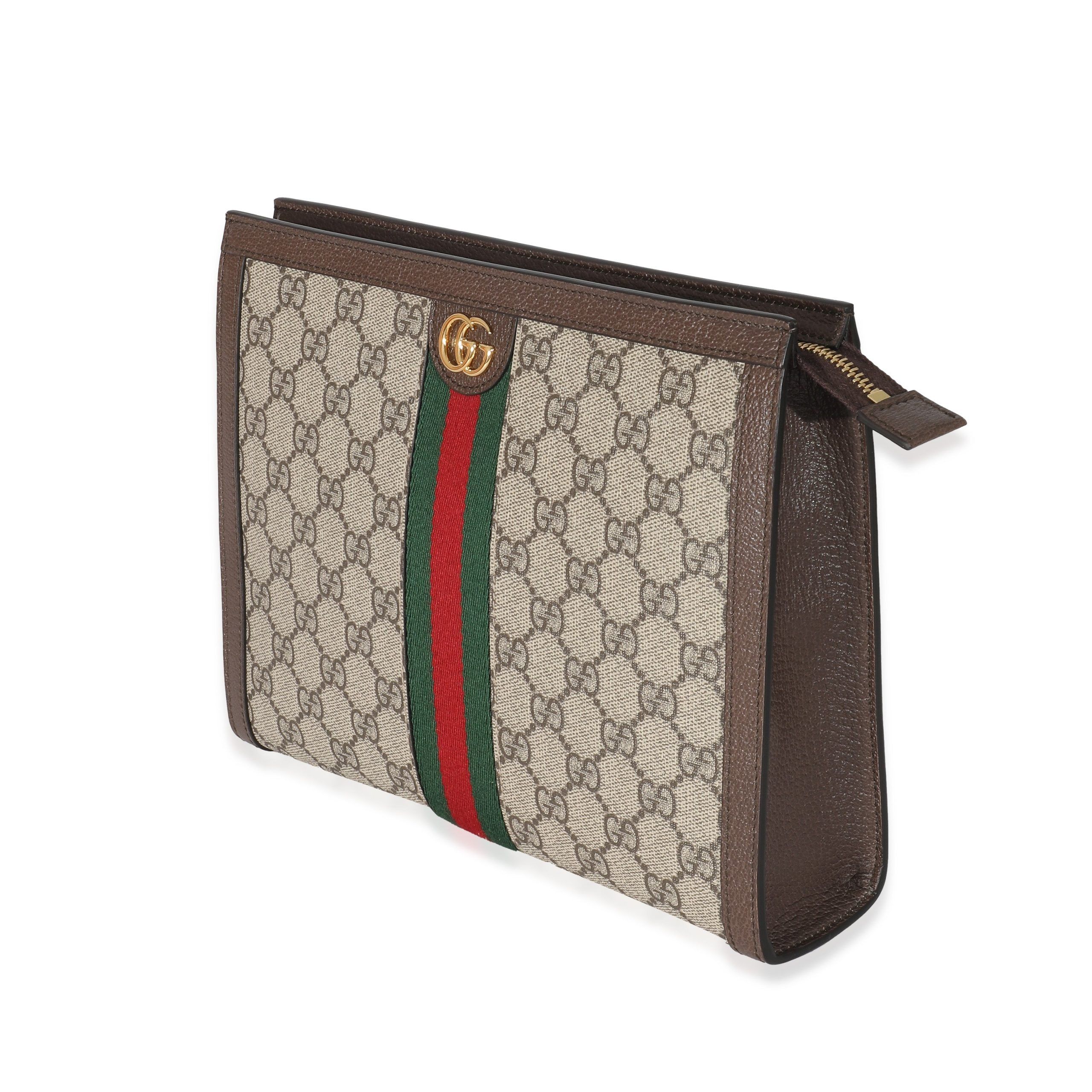 Gucci Beige GG Supreme Web Ophidia Pouch