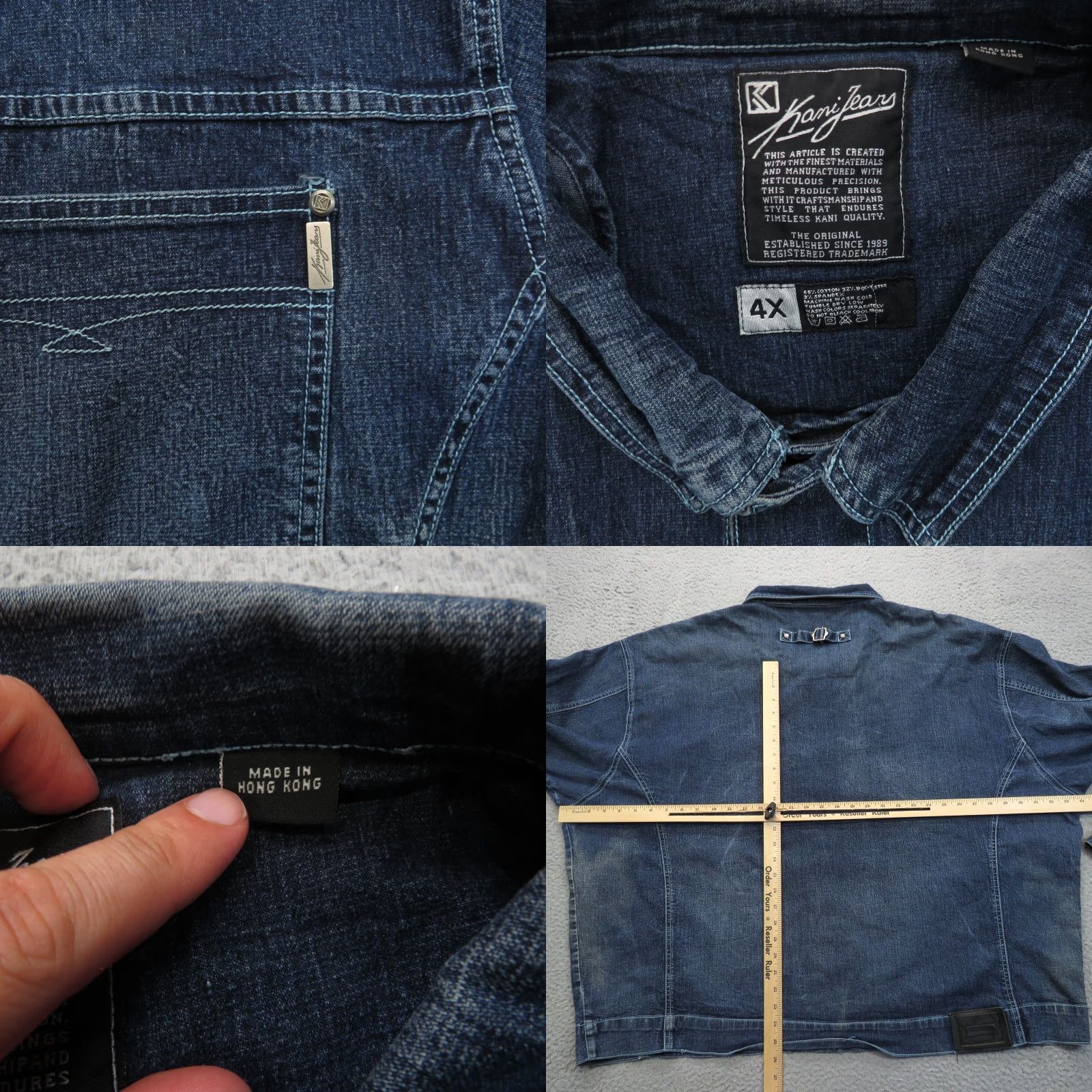 Karl Kani VINTAGE Karl Kani Jacket Mens 4XL Denim Buckle Back Jean Y2K Blue Streetwear 90s Size US 39 - 8 Thumbnail