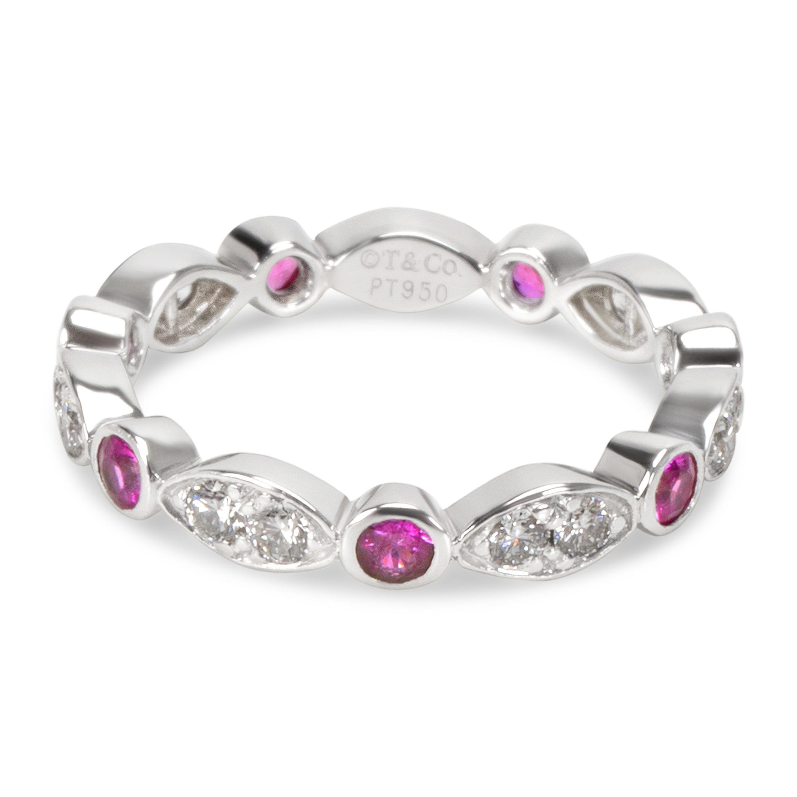 image of Tiffany Co Tiffany Jazz Diamond & Sapphire Ring In Platinum in Silver, Women's