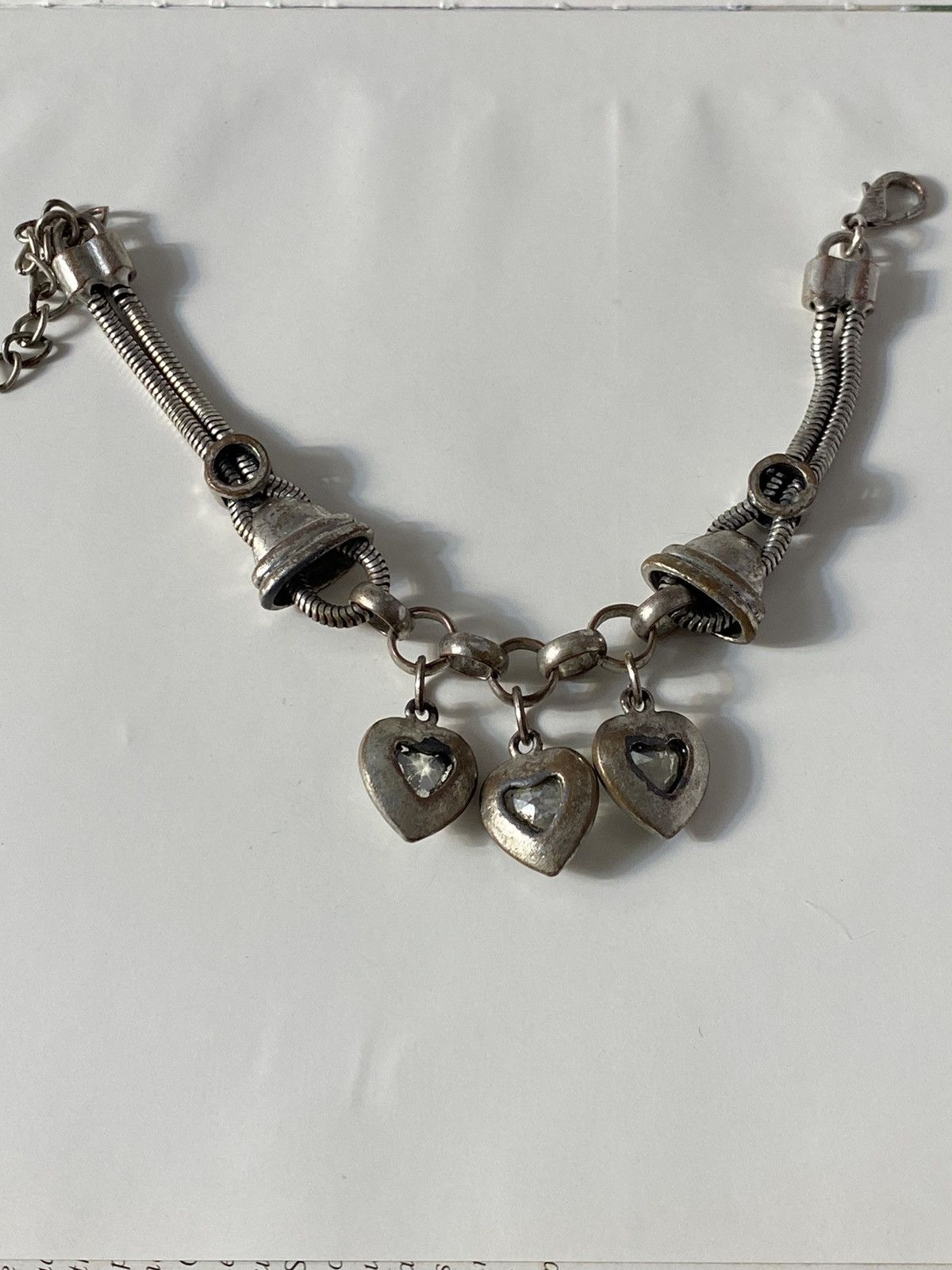 Jewelry Bracelet with Heart Charms - Vintage! Size ONE SIZE - 5 Thumbnail